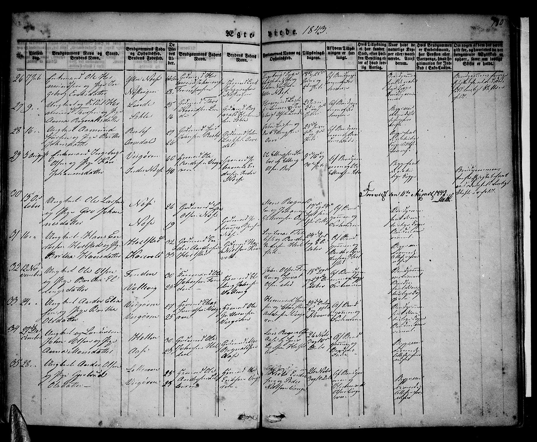 Vik sokneprestembete, SAB/A-81501: Parish register (official) no. A 7, 1831-1845, p. 180