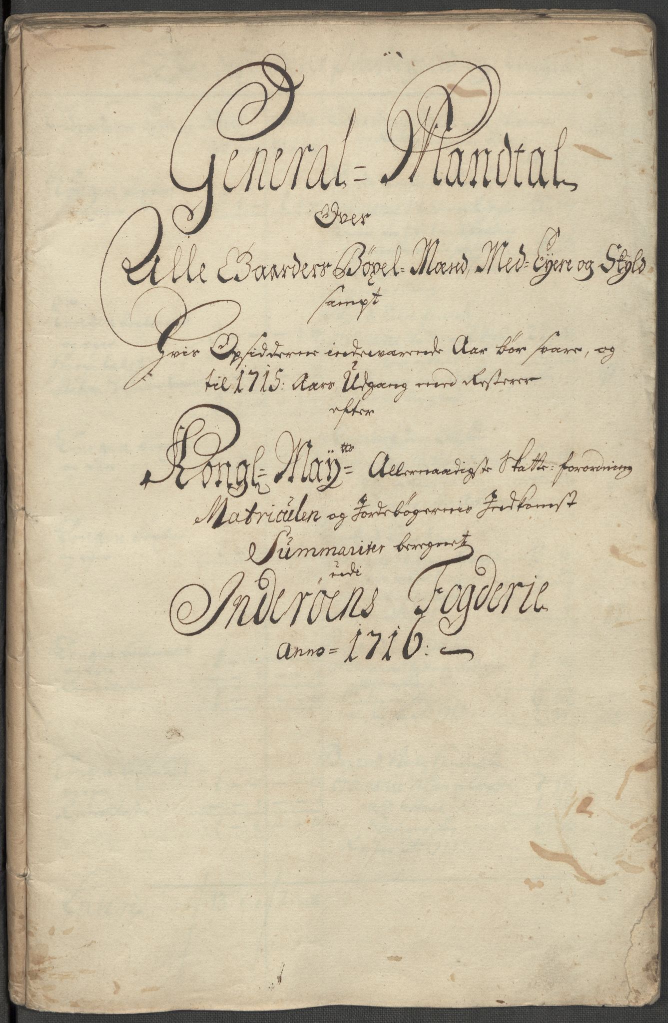 Rentekammeret inntil 1814, Reviderte regnskaper, Fogderegnskap, RA/EA-4092/R63/L4324: Fogderegnskap Inderøy, 1716, p. 25