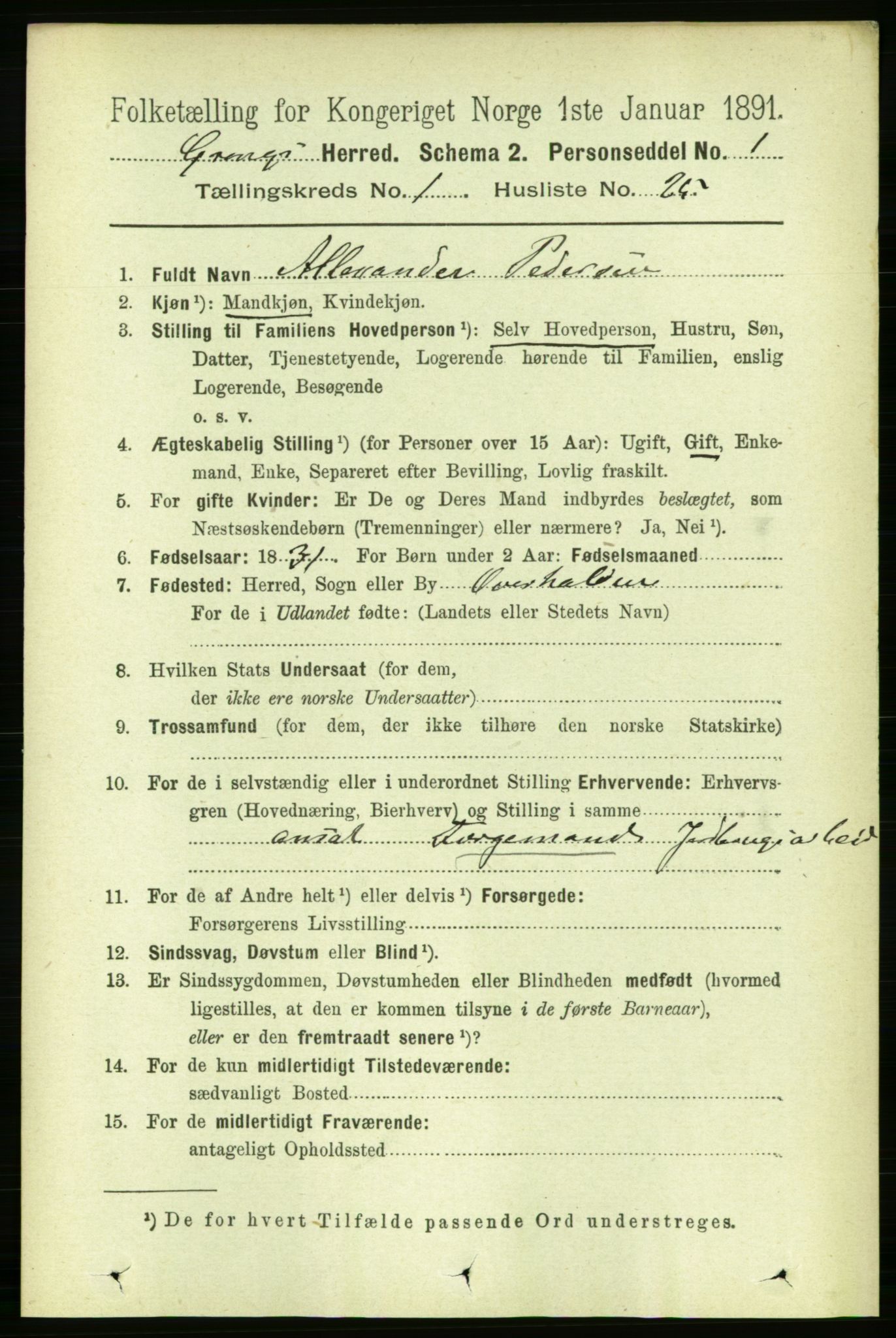 RA, 1891 census for 1742 Grong, 1891, p. 296