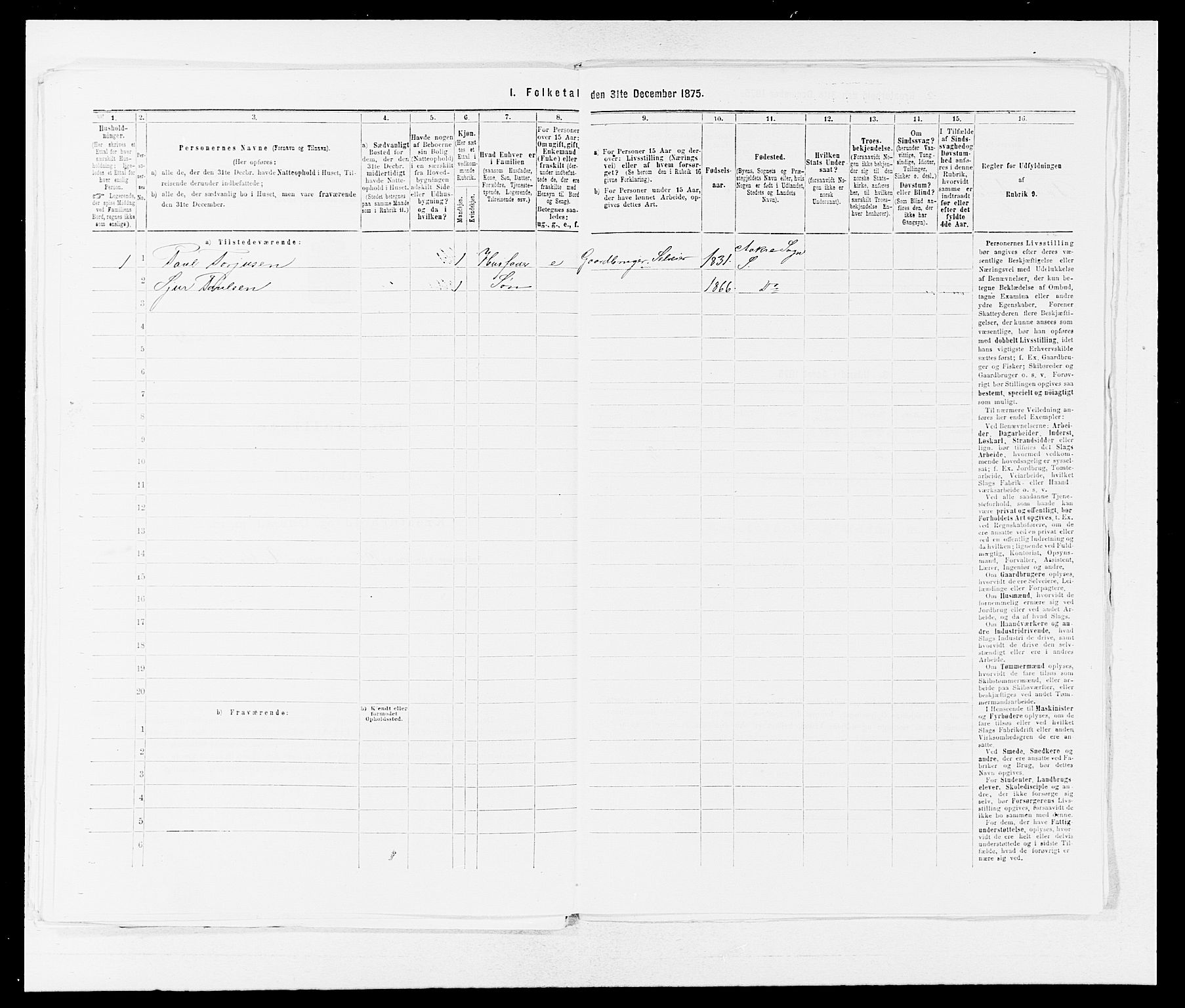 SAB, 1875 census for 1212P Skånevik, 1875, p. 849