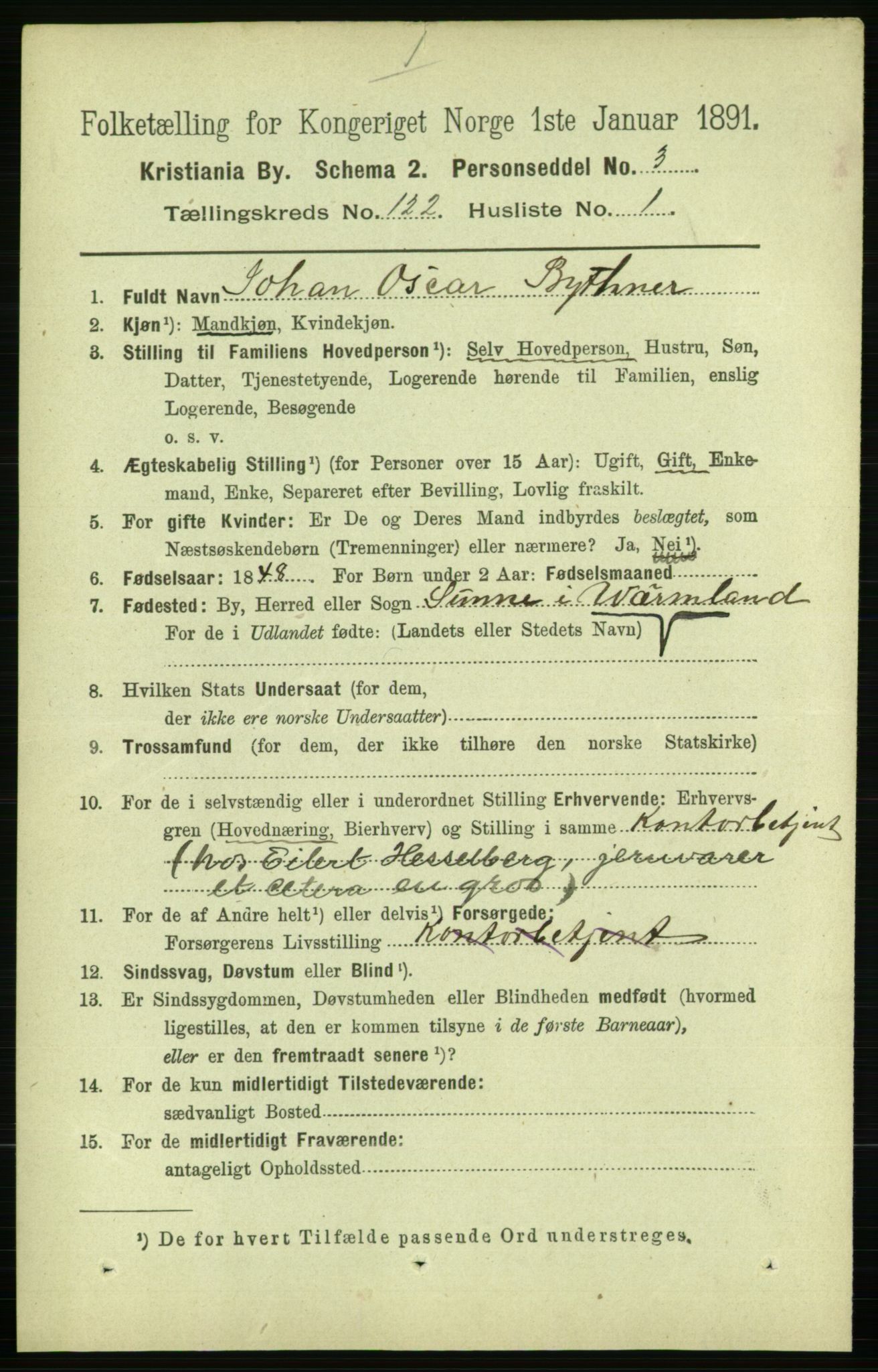 RA, 1891 census for 0301 Kristiania, 1891, p. 64620