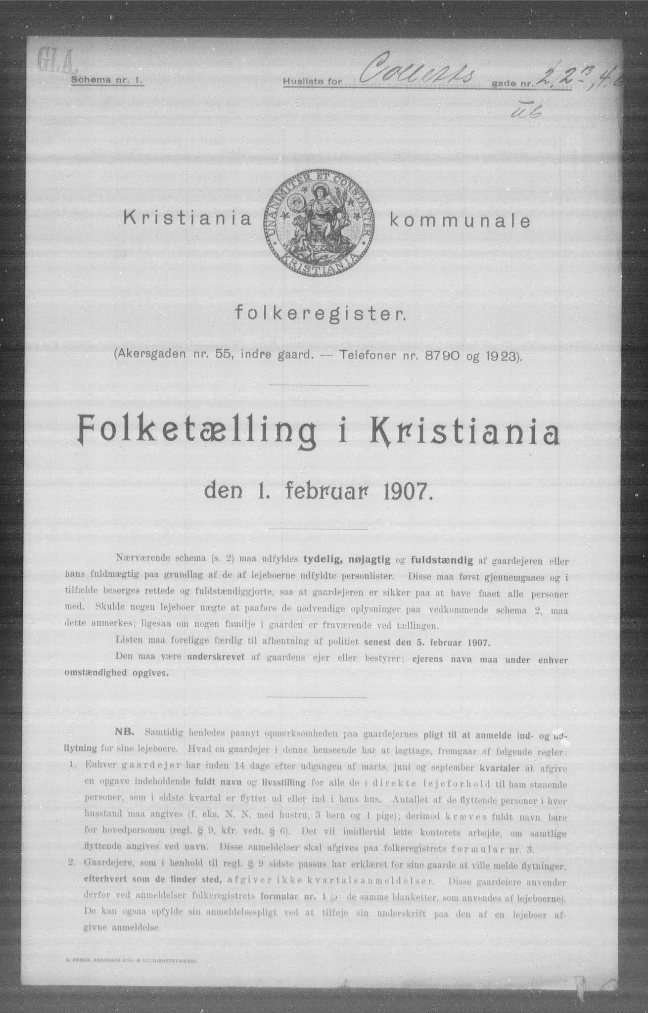 OBA, Municipal Census 1907 for Kristiania, 1907, p. 6640