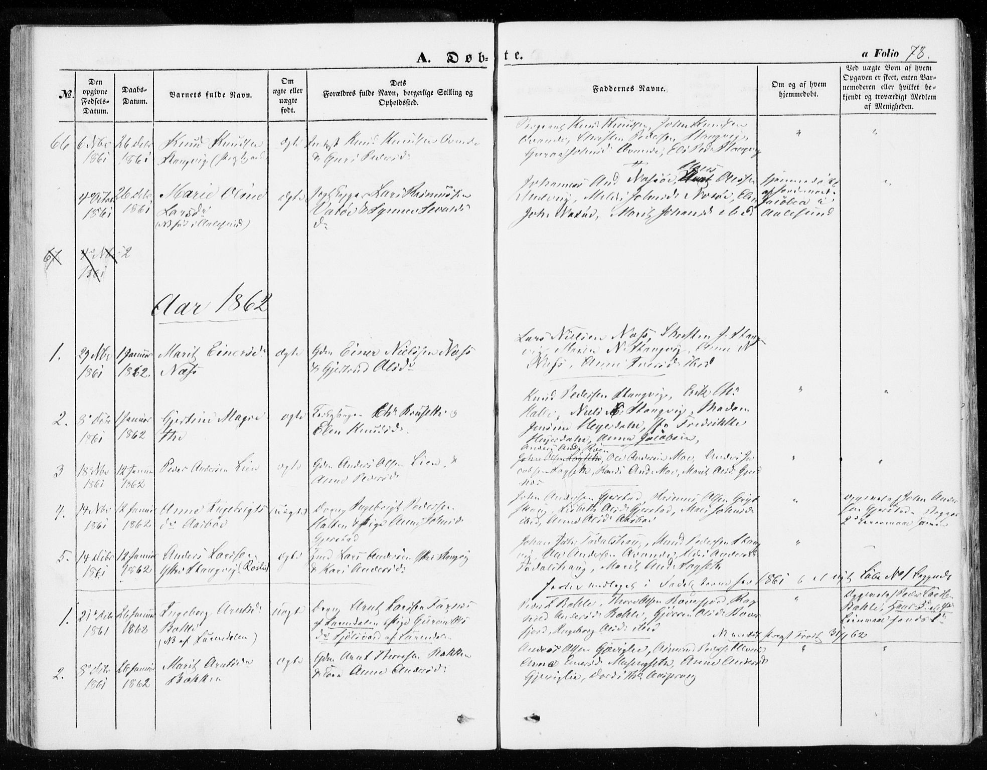 Ministerialprotokoller, klokkerbøker og fødselsregistre - Møre og Romsdal, SAT/A-1454/592/L1026: Parish register (official) no. 592A04, 1849-1867, p. 78