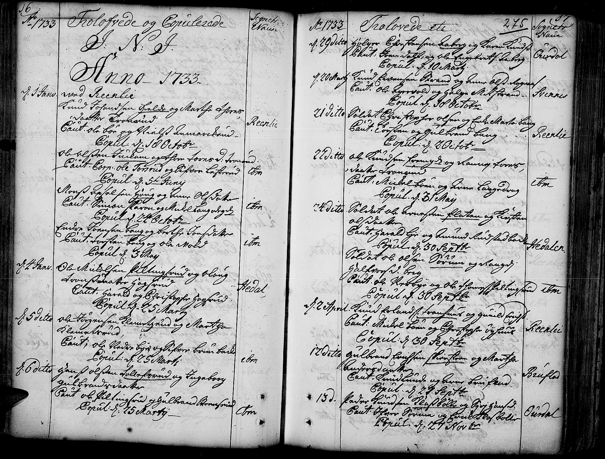 Aurdal prestekontor, SAH/PREST-126/H/Ha/Haa/L0004: Parish register (official) no. 4, 1730-1762, p. 16-17