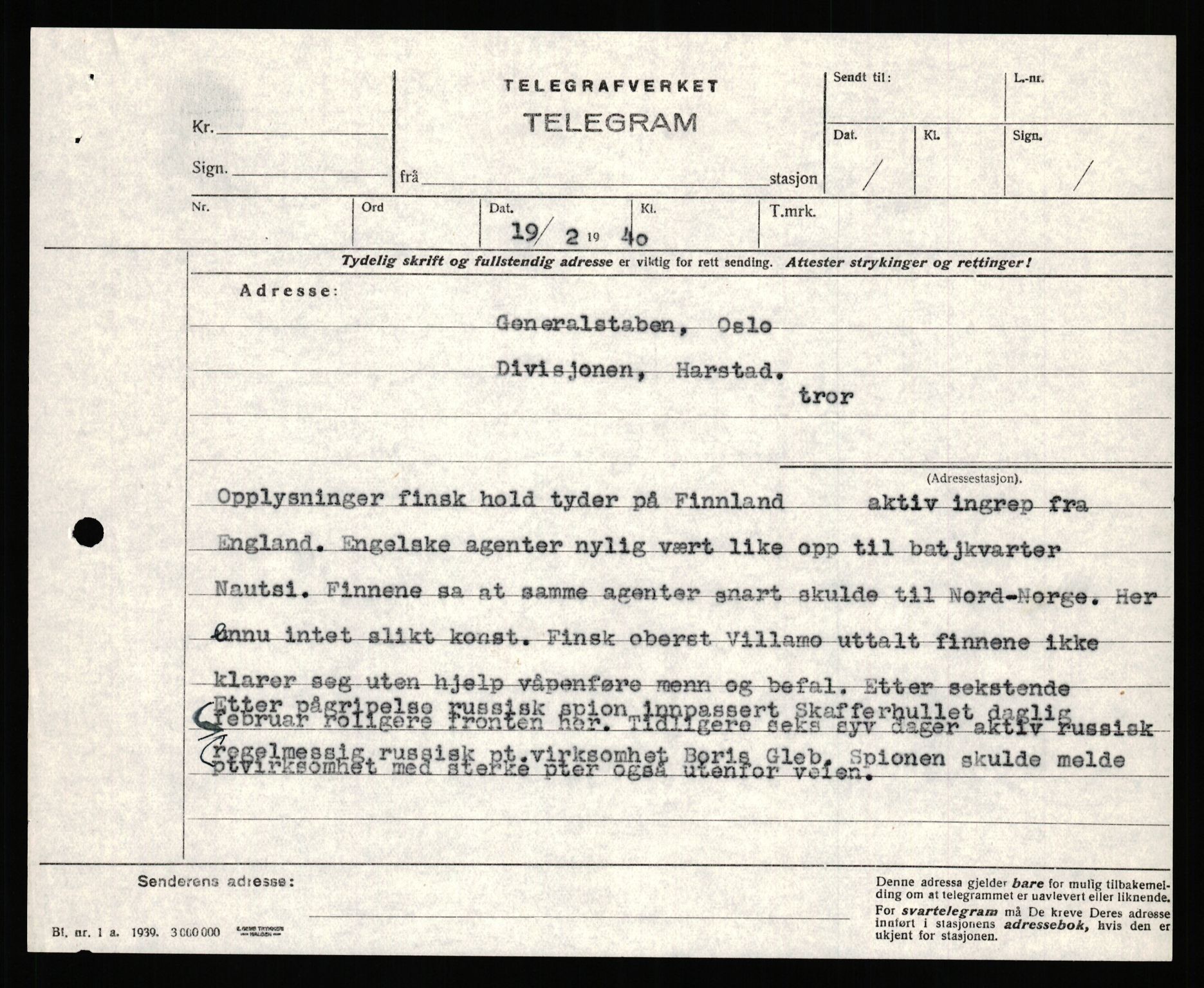 Forsvaret, Forsvarets krigshistoriske avdeling, RA/RAFA-2017/Y/Yb/L0151: II-C-11-645  -  6. Divisjon: avsnittsjefen i Øst-Finnmark, 1940, p. 751