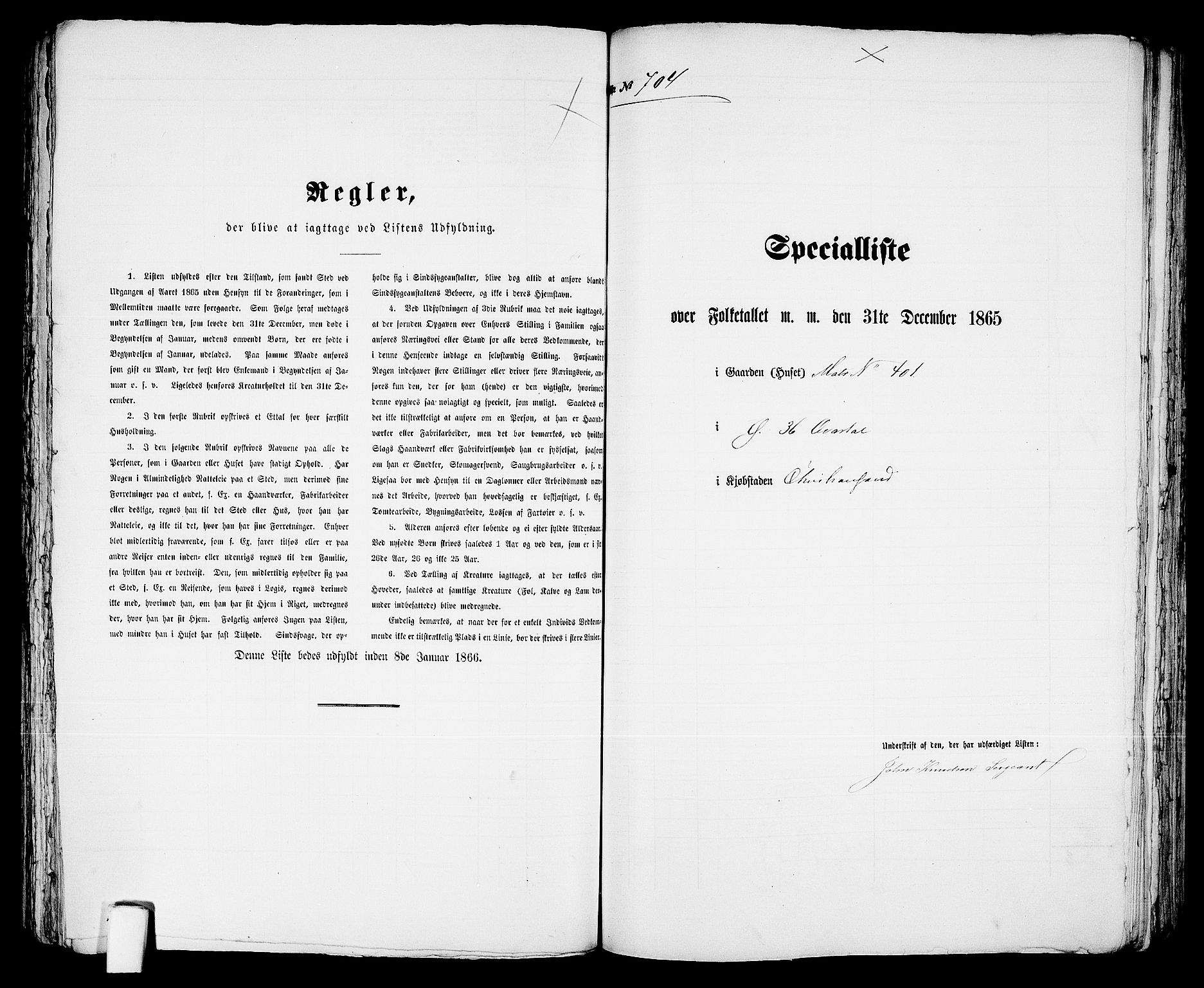 RA, 1865 census for Kristiansand, 1865, p. 1443