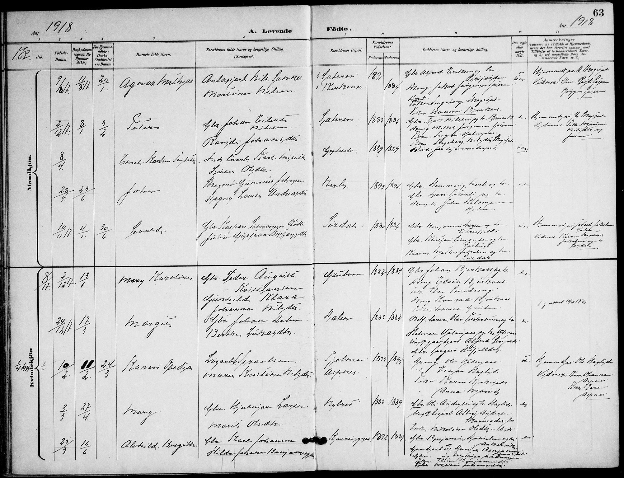 Ministerialprotokoller, klokkerbøker og fødselsregistre - Nordland, AV/SAT-A-1459/823/L0326: Parish register (official) no. 823A03, 1899-1919, p. 63