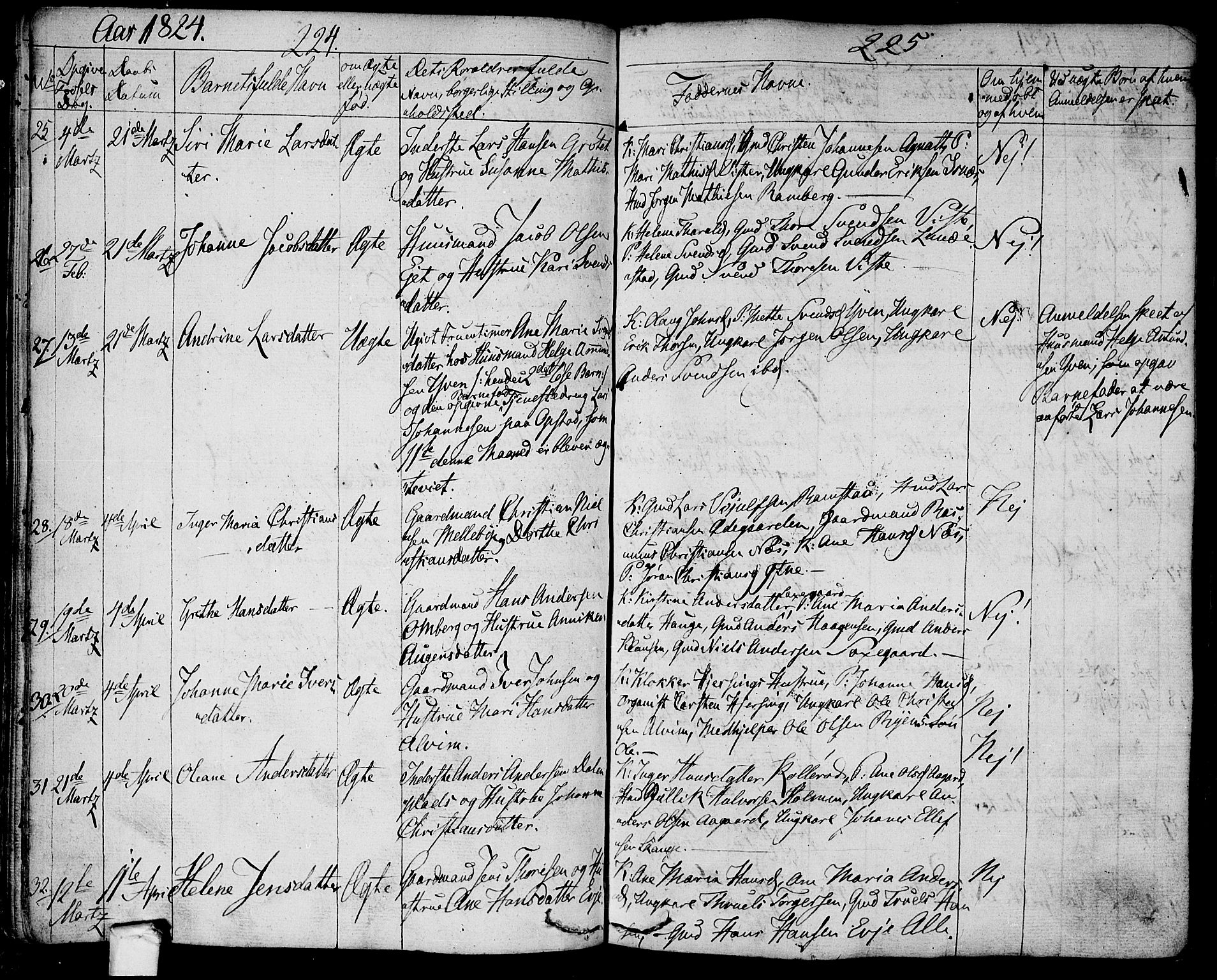 Tune prestekontor Kirkebøker, AV/SAO-A-2007/F/Fa/L0006: Parish register (official) no. 6, 1823-1831, p. 224-225