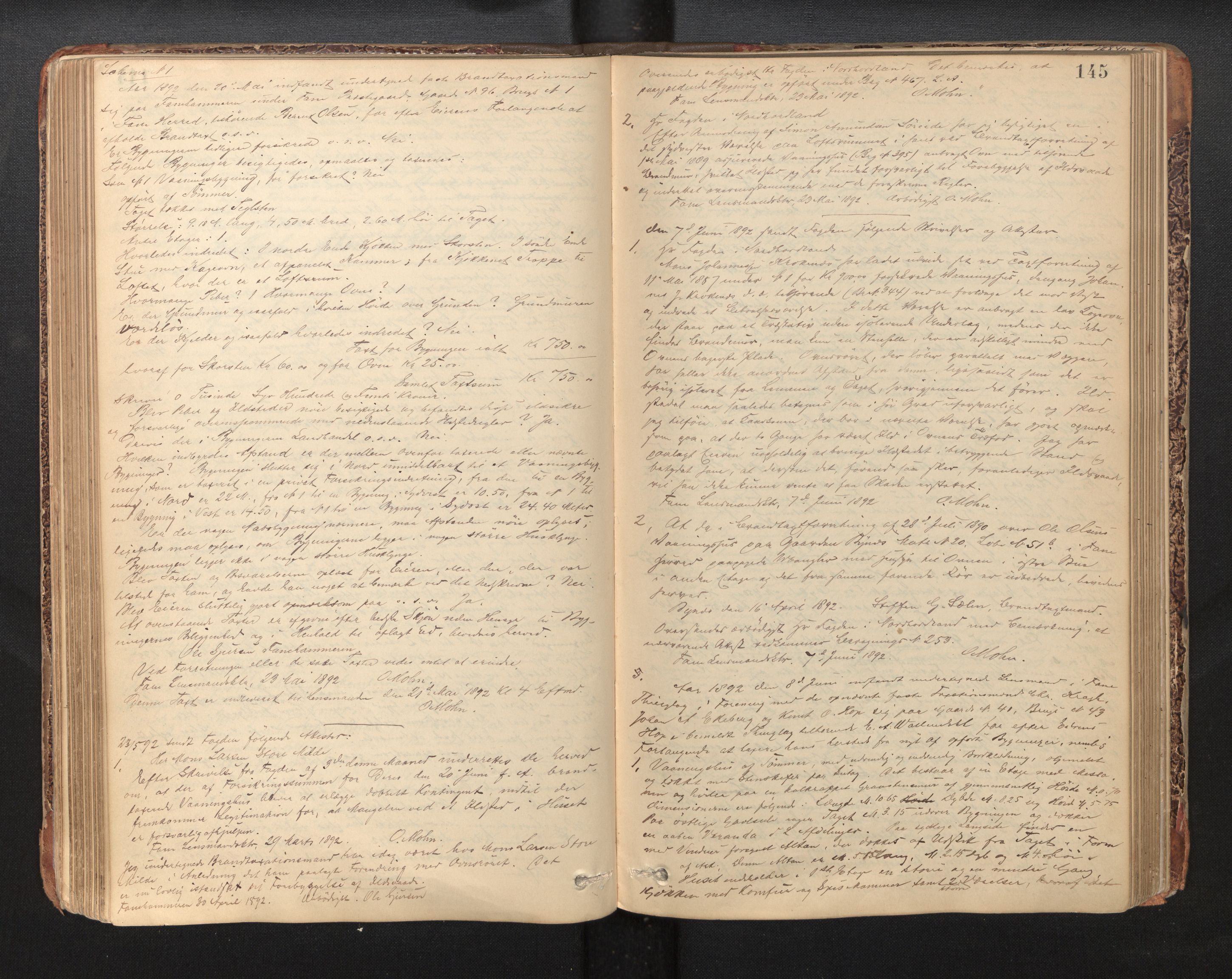 Lensmannen i Fana, AV/SAB-A-31801/0012/L0004: Branntakstprotokoll, 1888-1899, p. 144b-145a