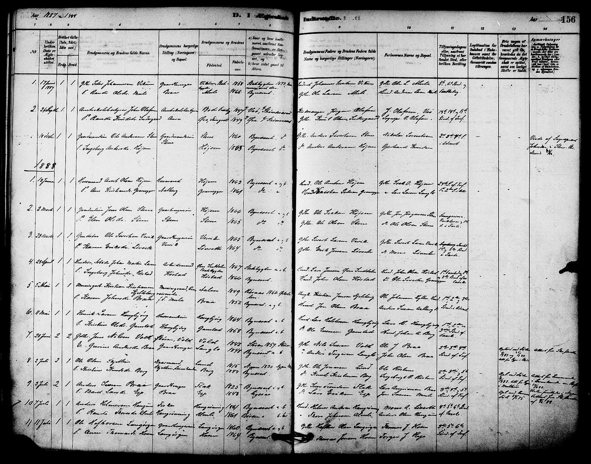 Ministerialprotokoller, klokkerbøker og fødselsregistre - Sør-Trøndelag, SAT/A-1456/612/L0378: Parish register (official) no. 612A10, 1878-1897, p. 156