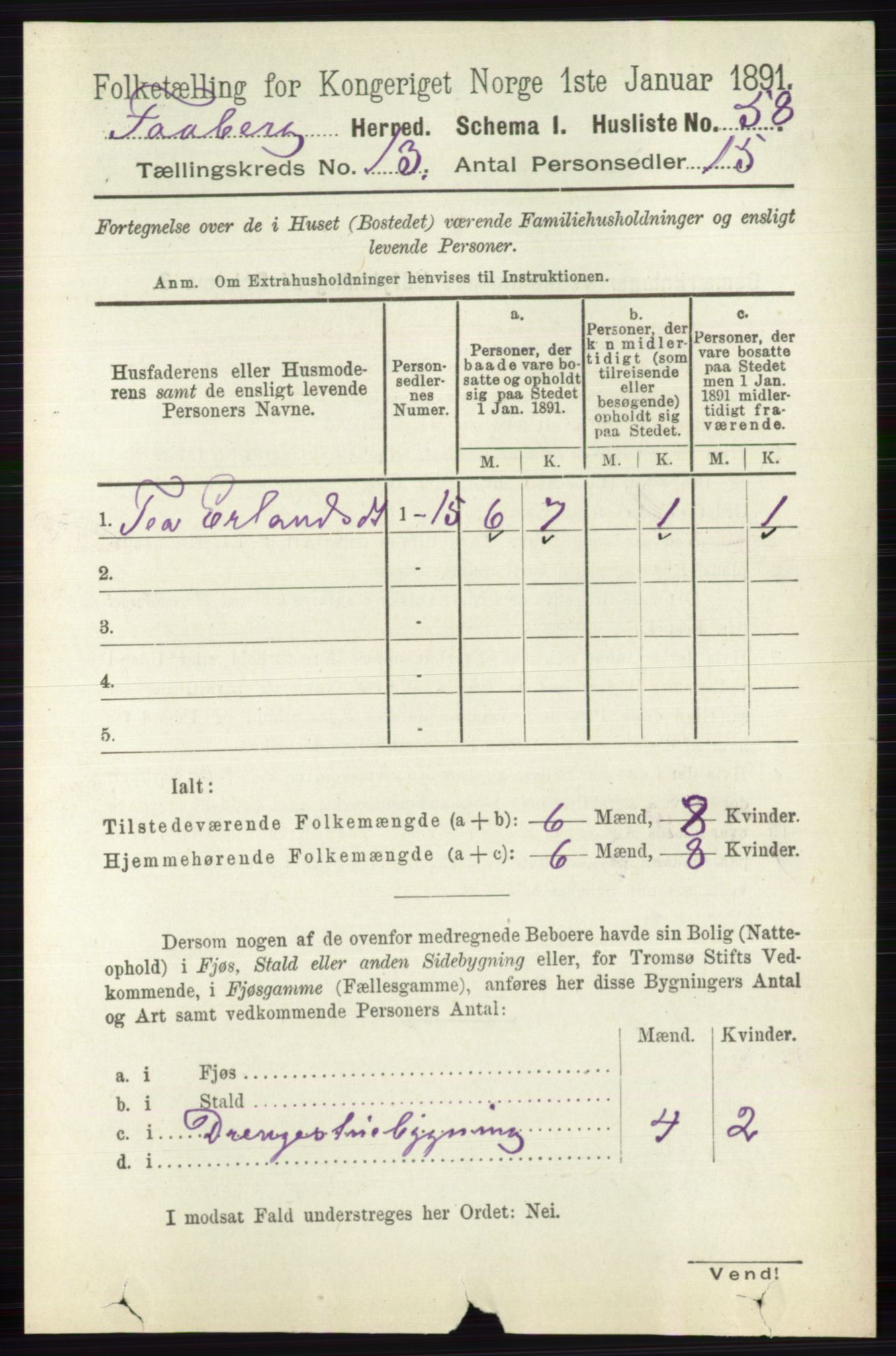 RA, 1891 census for 0524 Fåberg, 1891, p. 5232