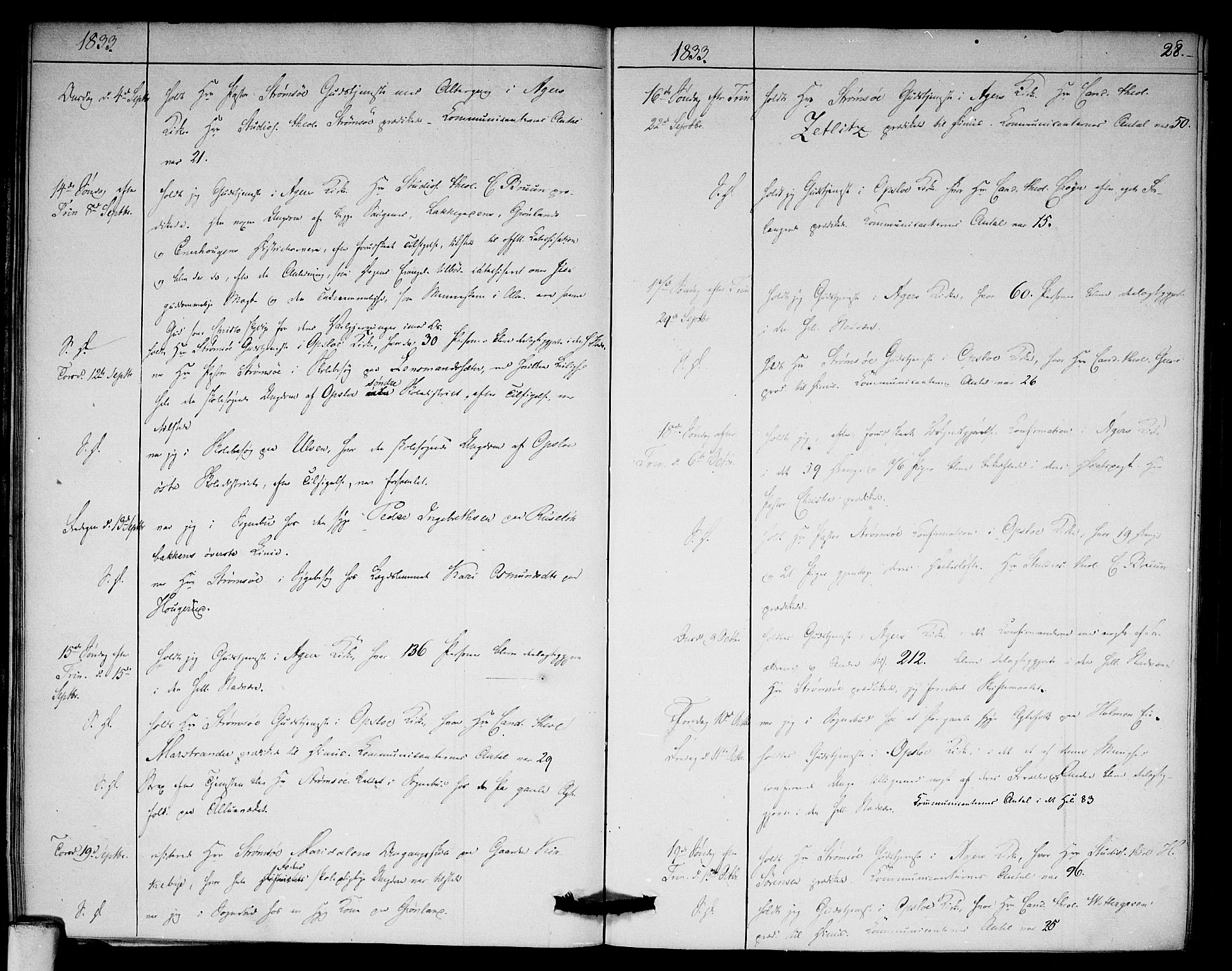 Aker prestekontor kirkebøker, AV/SAO-A-10861/F/L0018: Parish register (official) no. 18, 1829-1853, p. 28