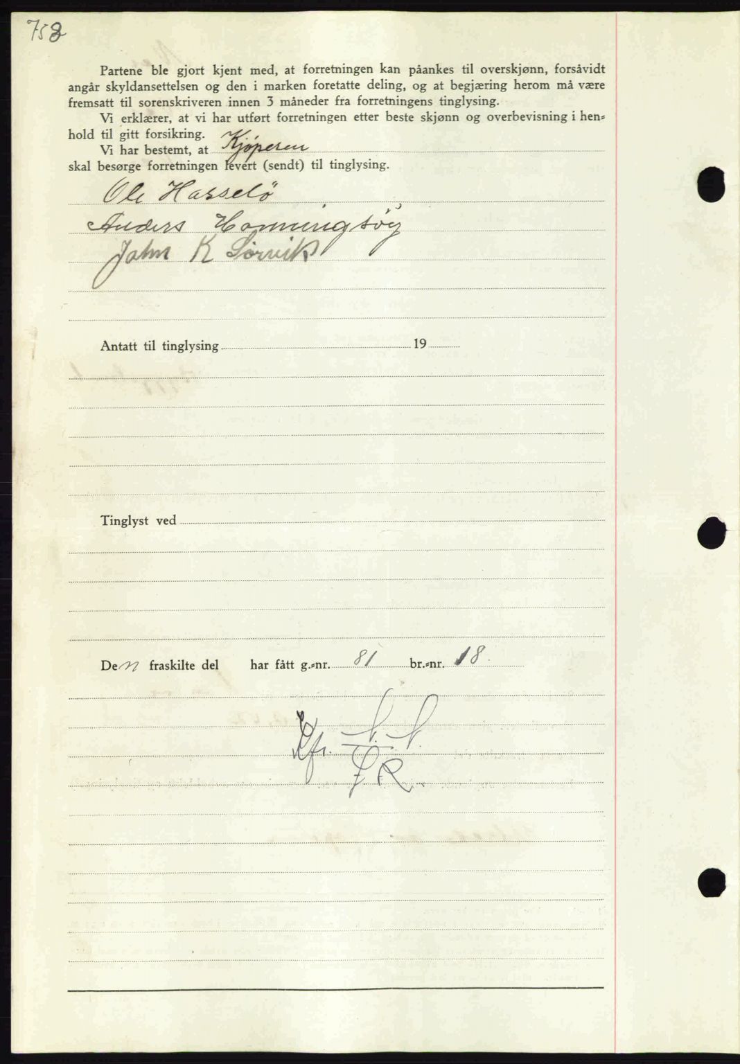 Nordmøre sorenskriveri, AV/SAT-A-4132/1/2/2Ca: Mortgage book no. A92, 1942-1942, Diary no: : 1364/1942