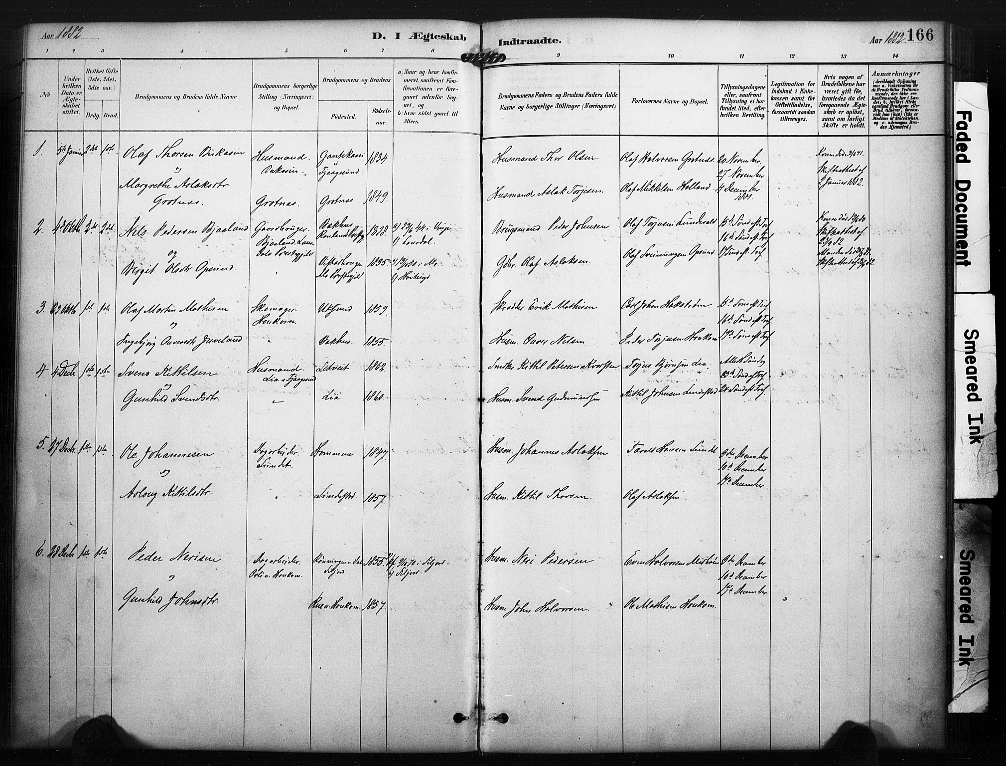 Kviteseid kirkebøker, SAKO/A-276/F/Fa/L0008: Parish register (official) no. I 8, 1882-1903, p. 166
