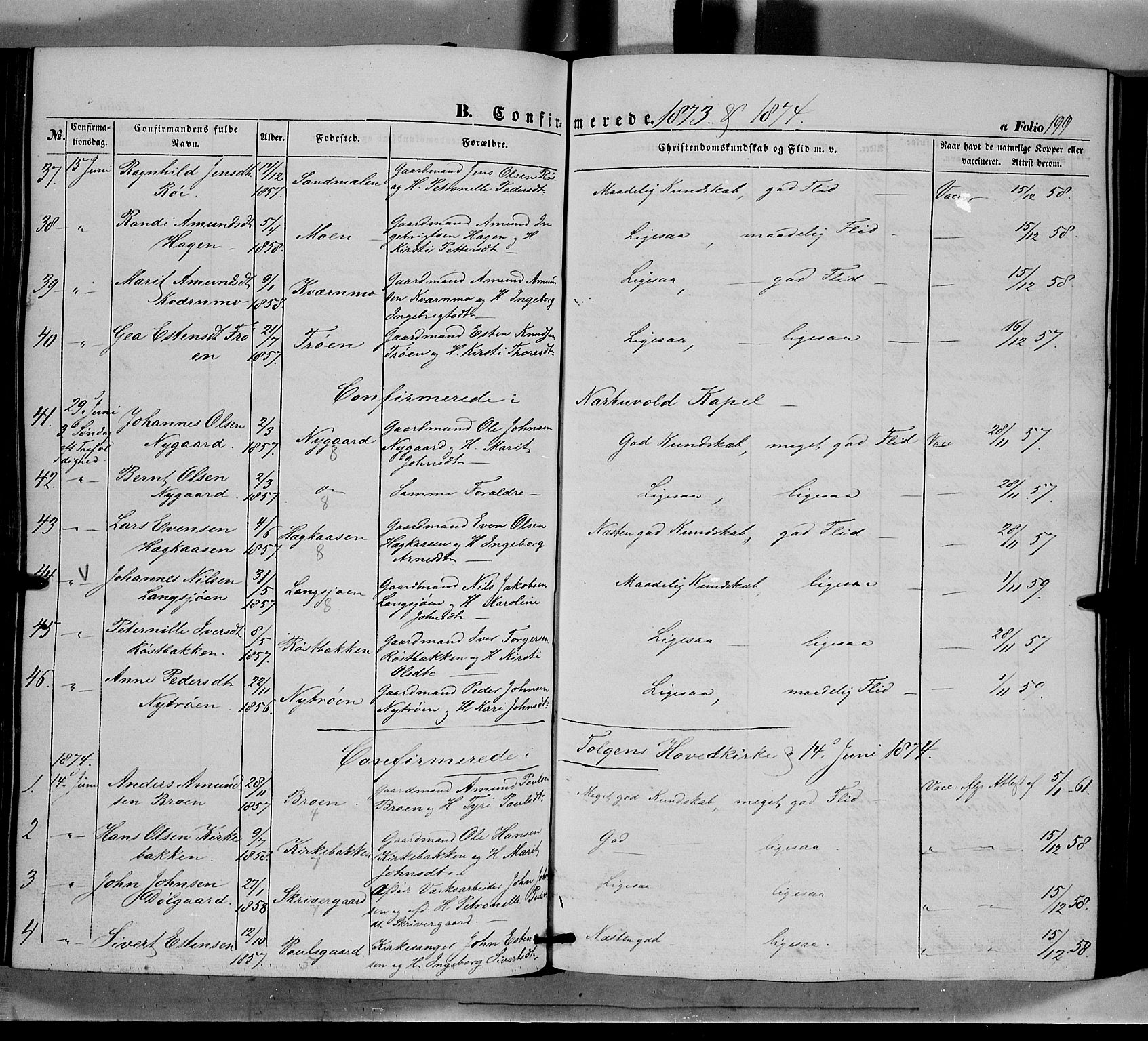 Tolga prestekontor, AV/SAH-PREST-062/K/L0006: Parish register (official) no. 6, 1852-1876, p. 199