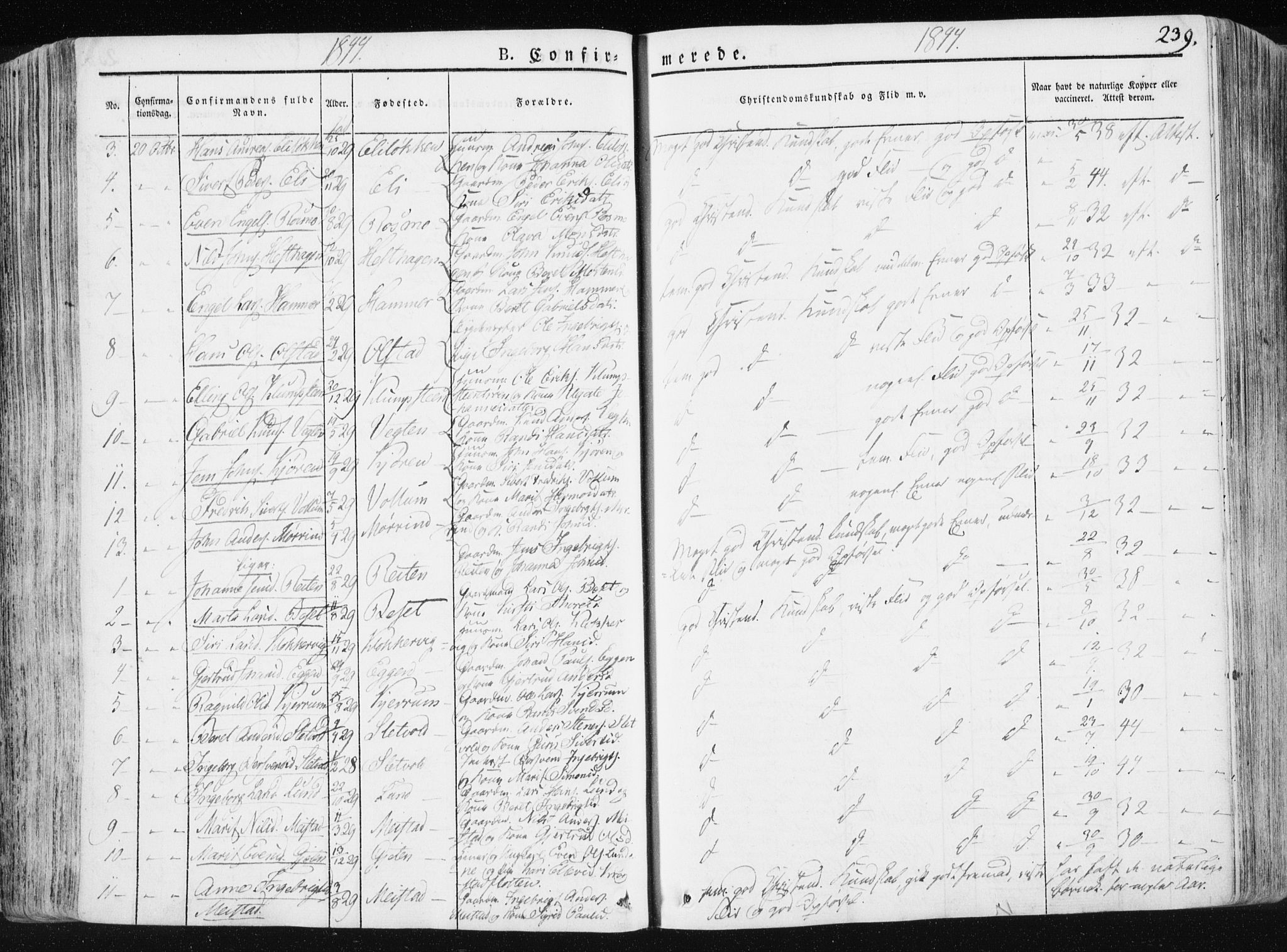 Ministerialprotokoller, klokkerbøker og fødselsregistre - Sør-Trøndelag, SAT/A-1456/665/L0771: Parish register (official) no. 665A06, 1830-1856, p. 239