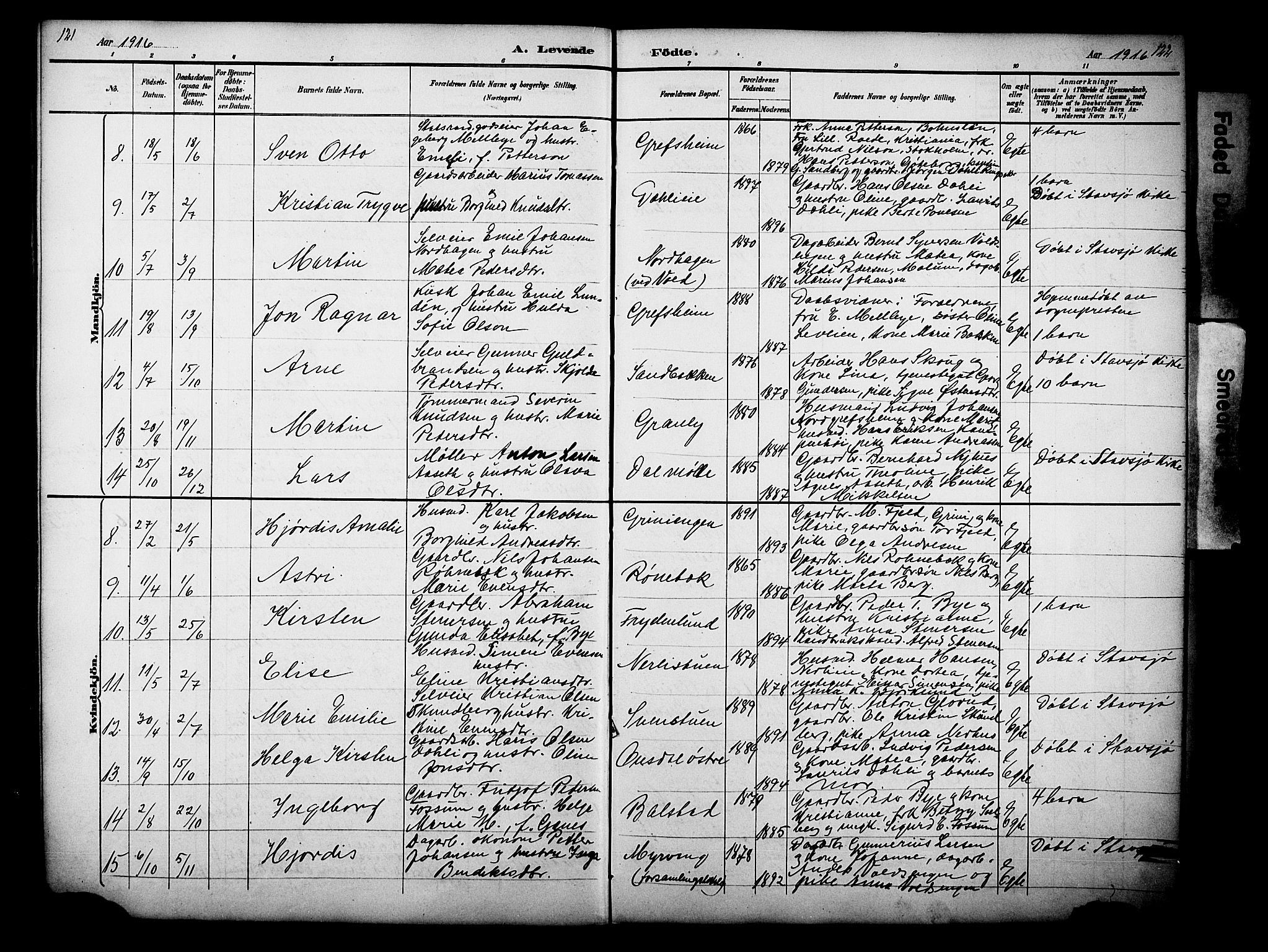 Nes prestekontor, Hedmark, AV/SAH-PREST-020/L/La/L0006: Parish register (copy) no. 6, 1890-1932, p. 121-122