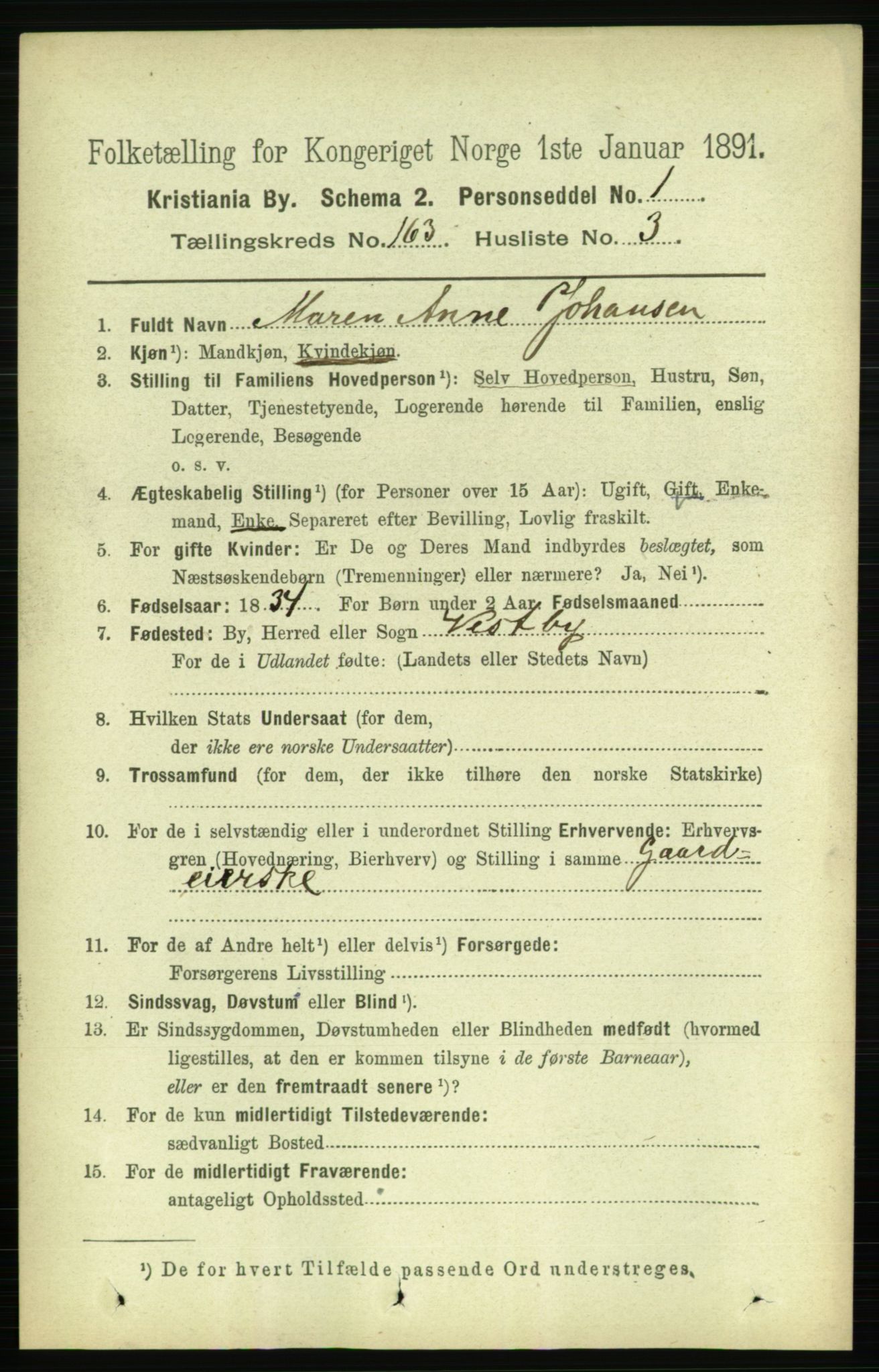RA, 1891 census for 0301 Kristiania, 1891, p. 93593