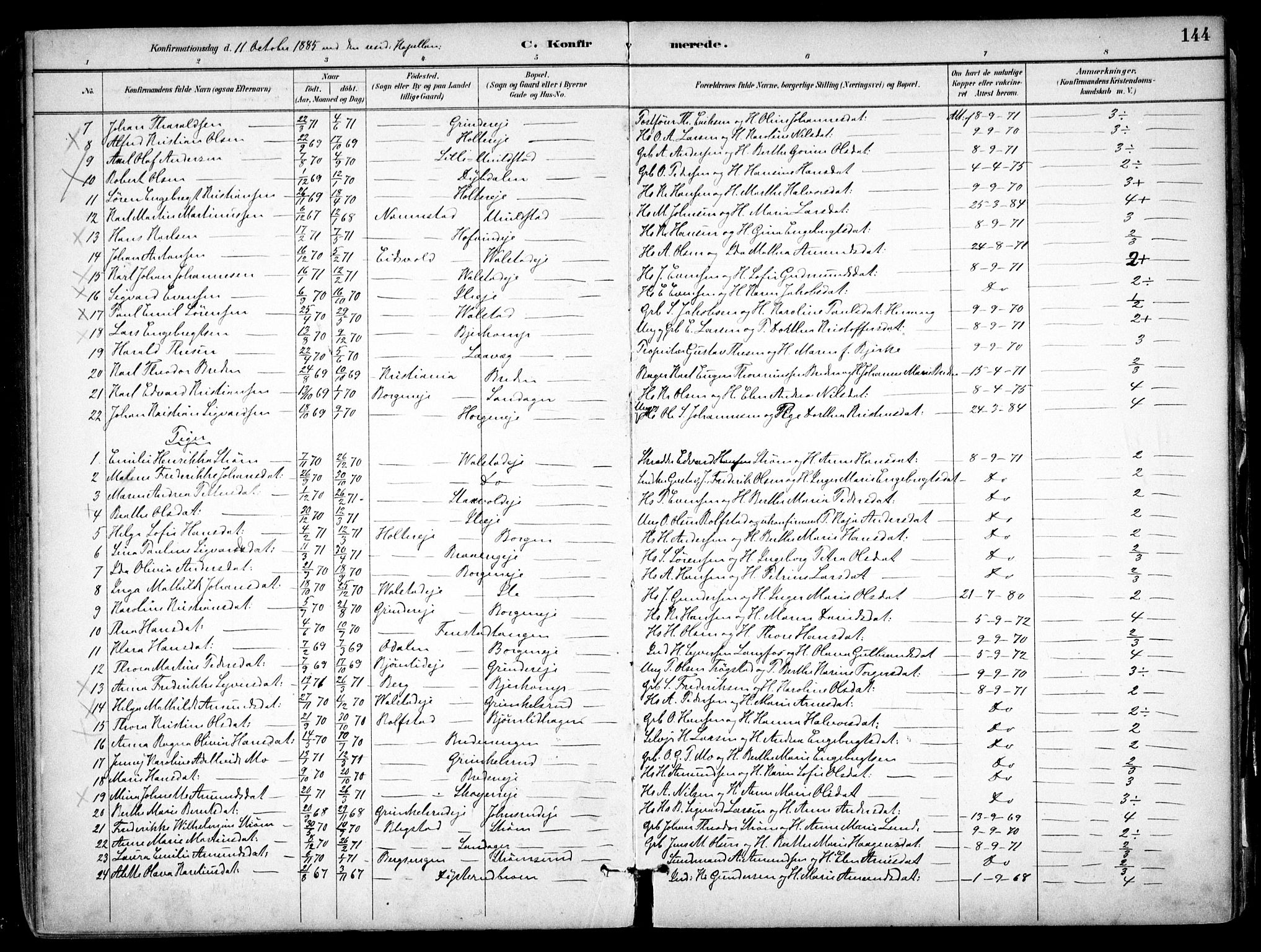 Nes prestekontor Kirkebøker, SAO/A-10410/F/Fb/L0002: Parish register (official) no. II 2, 1883-1918, p. 144
