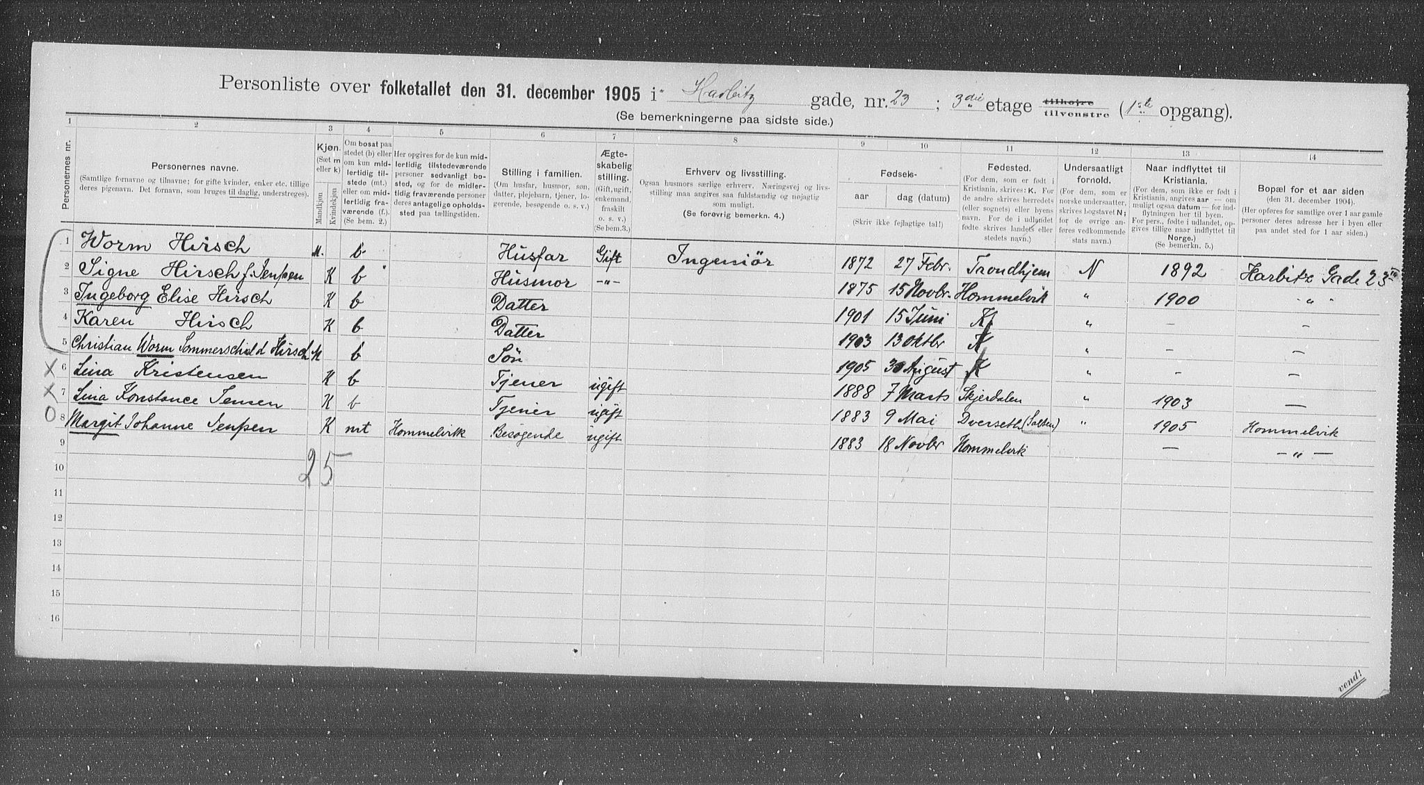 OBA, Municipal Census 1905 for Kristiania, 1905, p. 18137