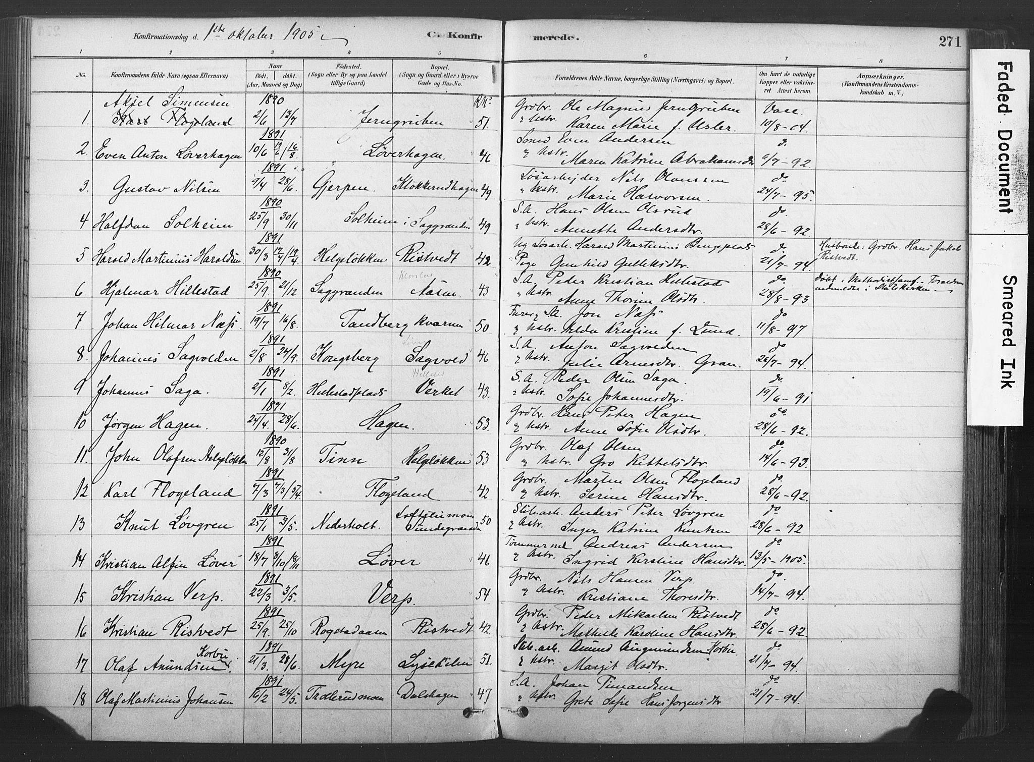 Sandsvær kirkebøker, AV/SAKO-A-244/F/Fd/L0001: Parish register (official) no. IV 1, 1878-1906, p. 271