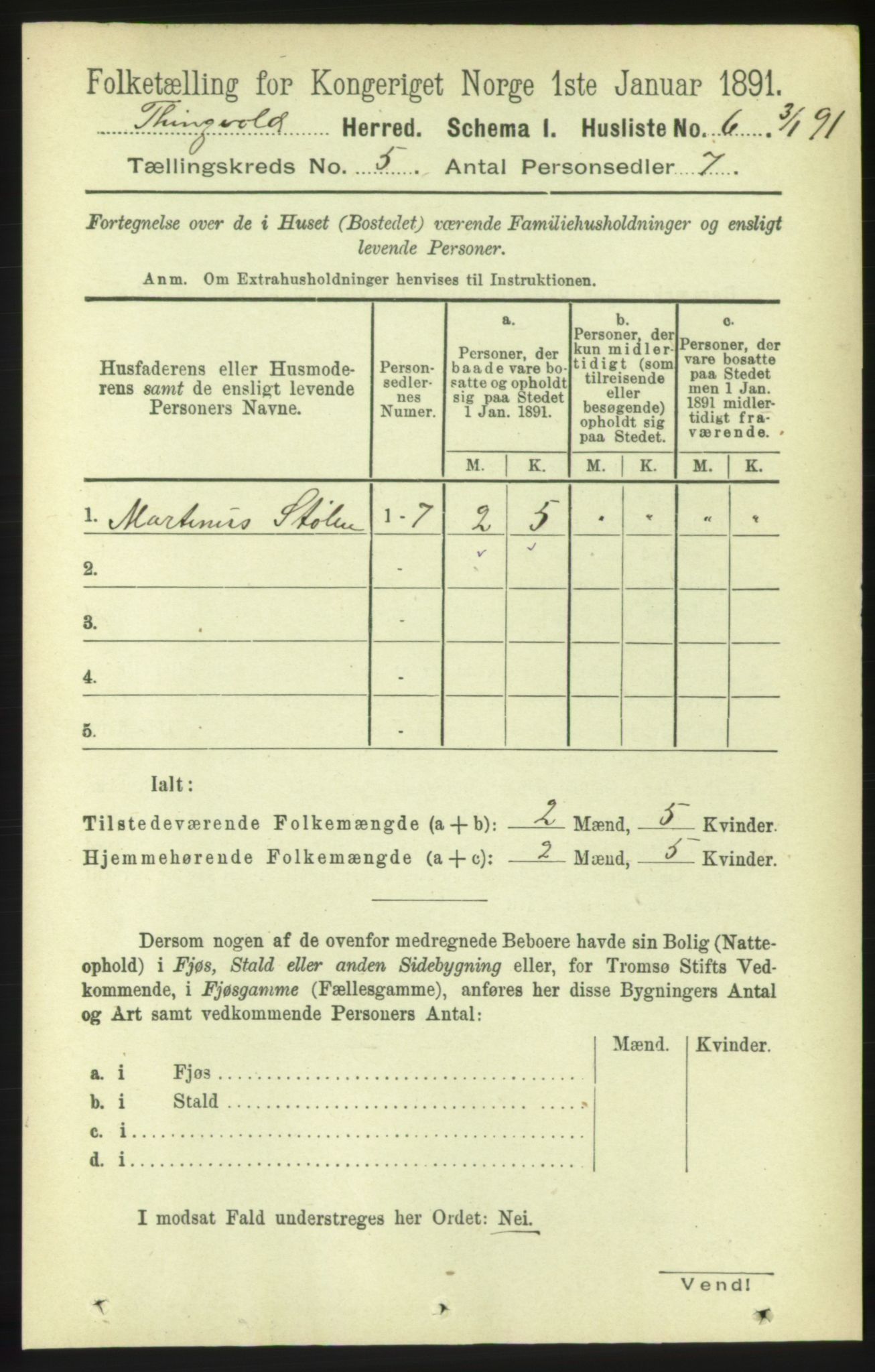 RA, 1891 census for 1560 Tingvoll, 1891, p. 2009