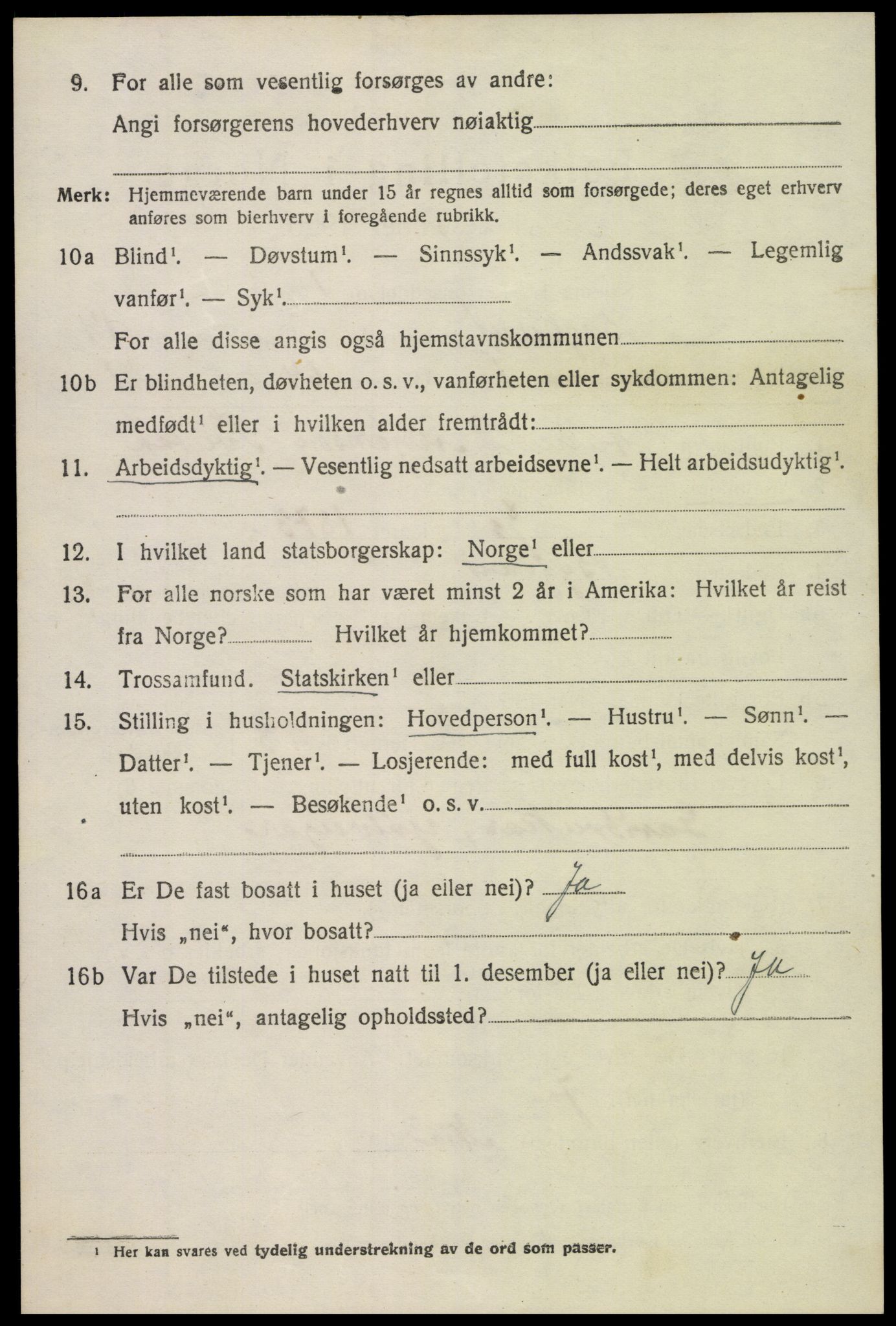 SAK, 1920 census for Bygland, 1920, p. 5912