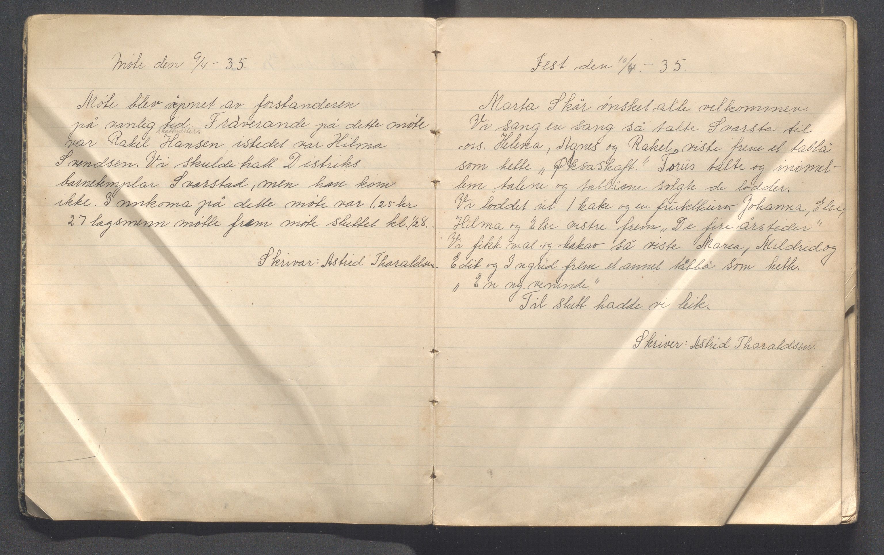 Hå kommune - PA 013 Barnelosje "Jadars Framtid" nr. 209, IKAR/K-102220/A/L0004: Møtebok, 1935-1942, p. 3