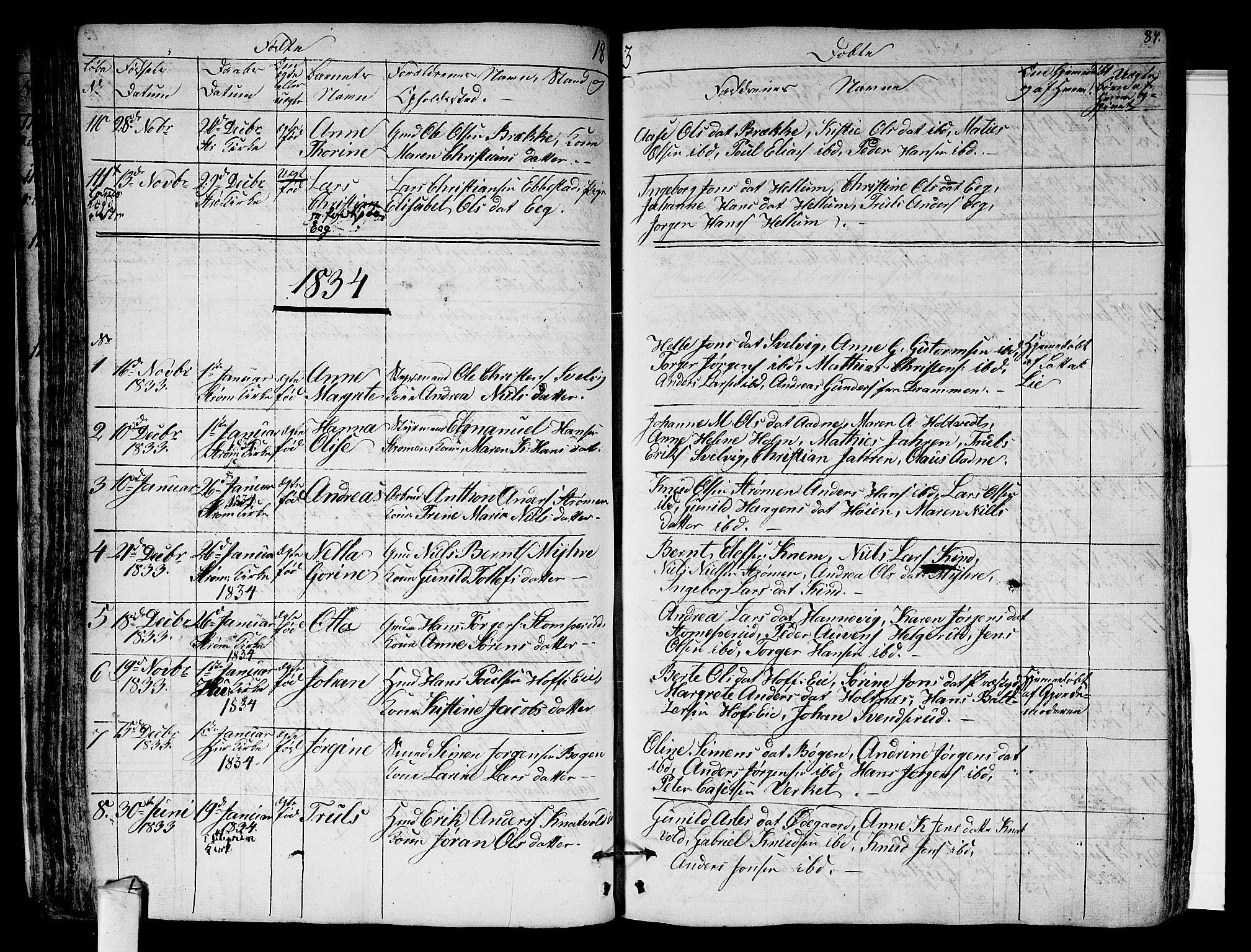 Hurum kirkebøker, SAKO/A-229/F/Fa/L0010: Parish register (official) no. 10, 1827-1846, p. 84