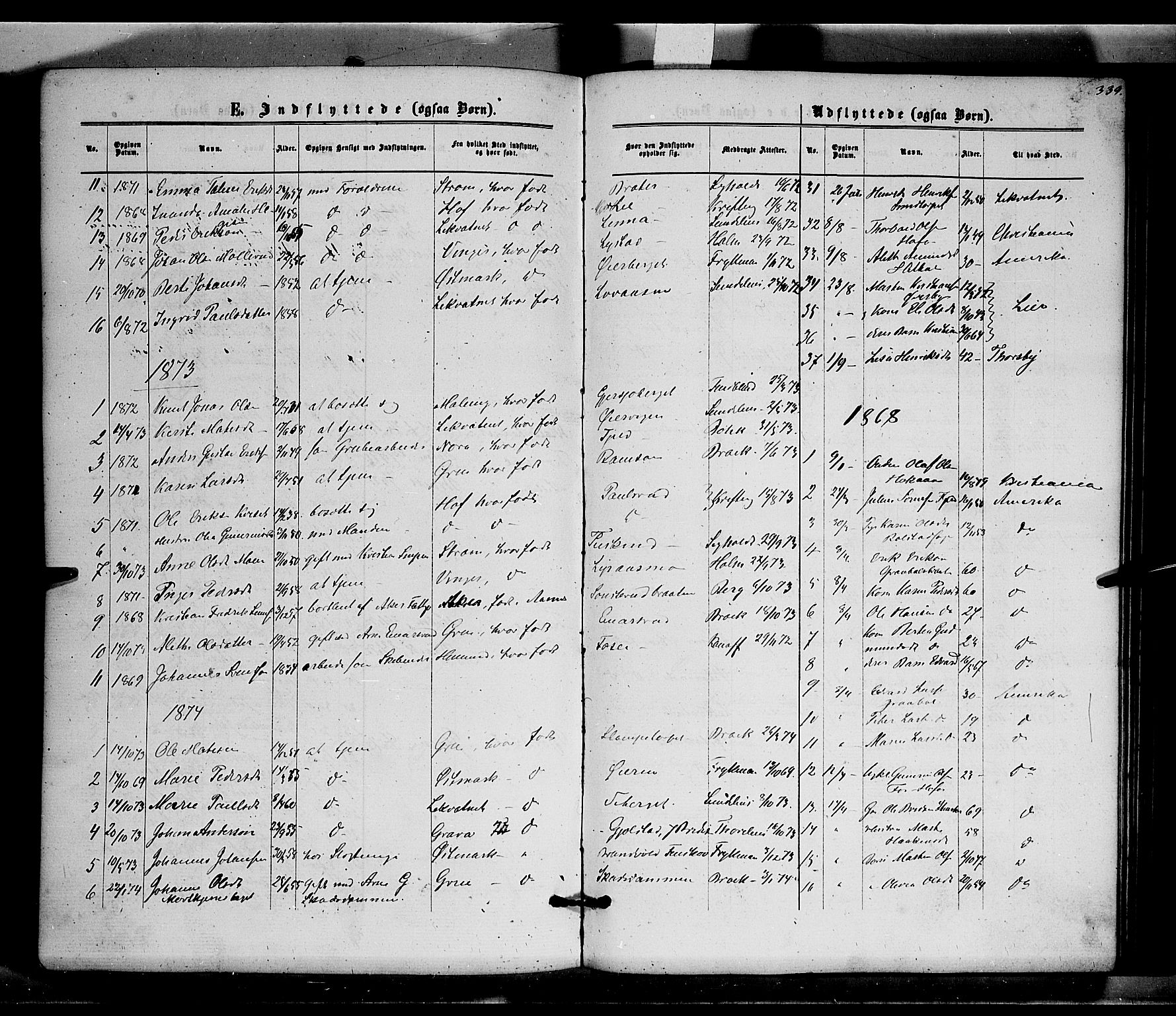 Brandval prestekontor, SAH/PREST-034/H/Ha/Haa/L0001: Parish register (official) no. 1, 1864-1879, p. 339