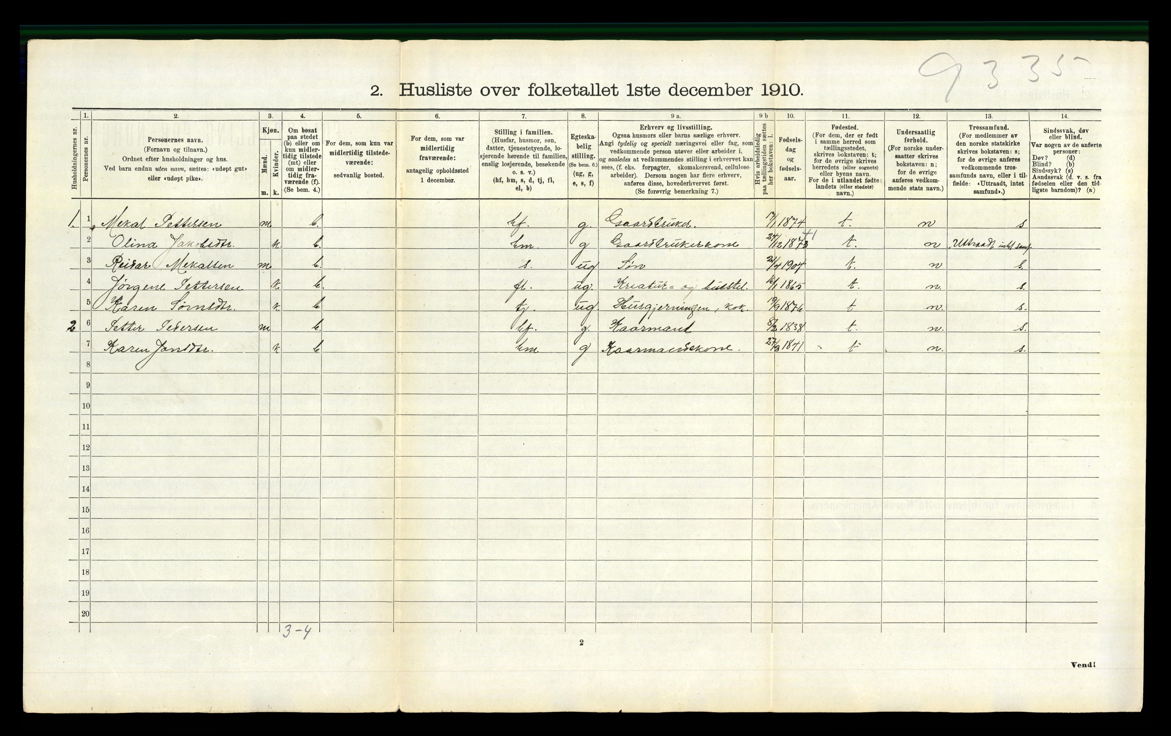 RA, 1910 census for Vefsn, 1910, p. 1169