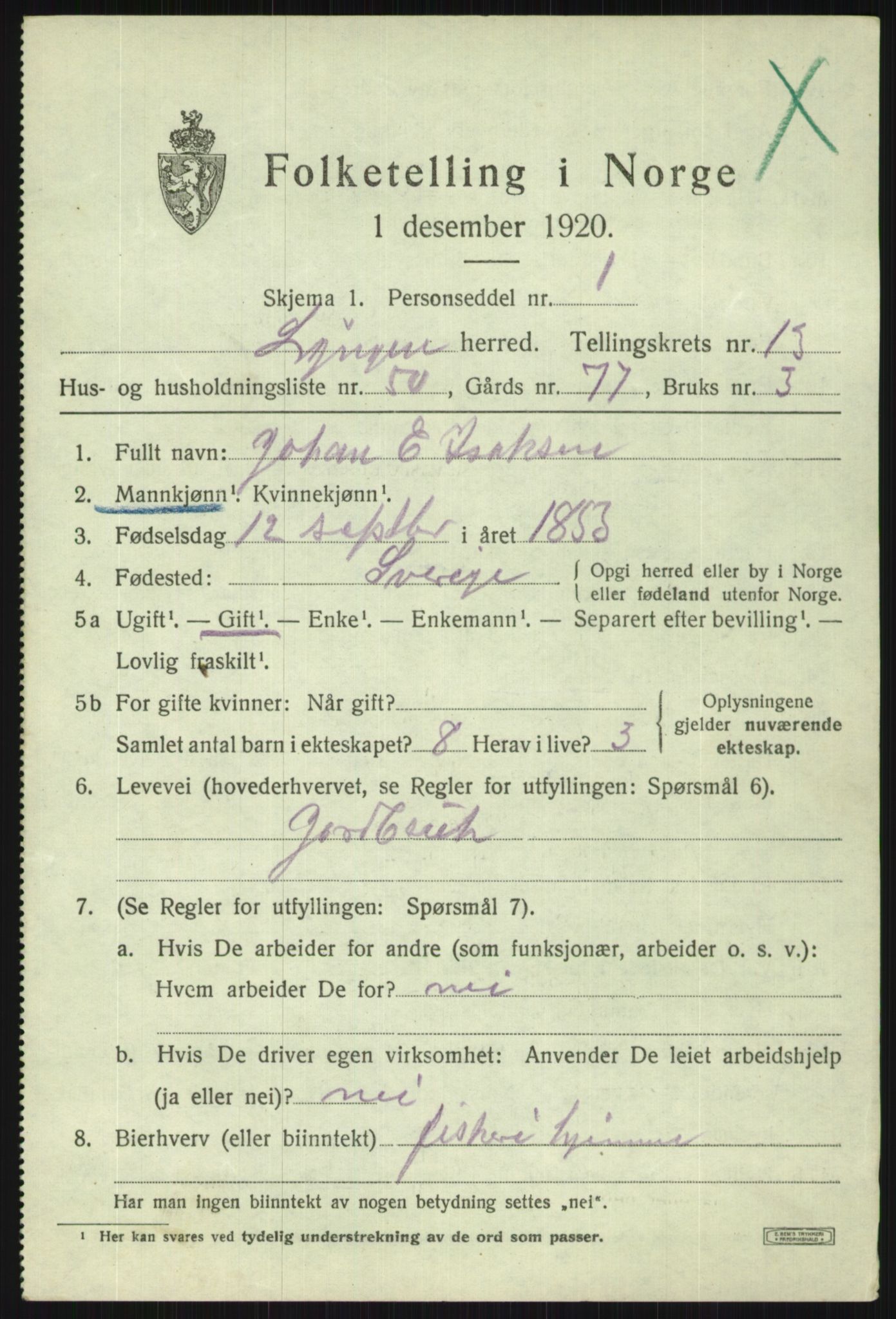 SATØ, 1920 census for Lyngen, 1920, p. 10689