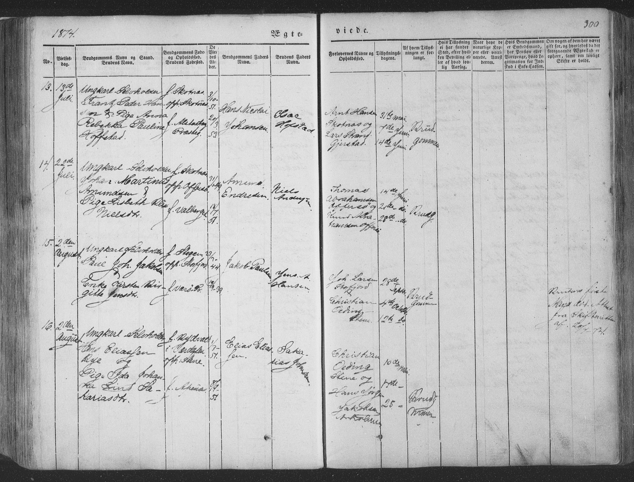 Ministerialprotokoller, klokkerbøker og fødselsregistre - Nordland, AV/SAT-A-1459/881/L1165: Parish register (copy) no. 881C02, 1854-1876, p. 300