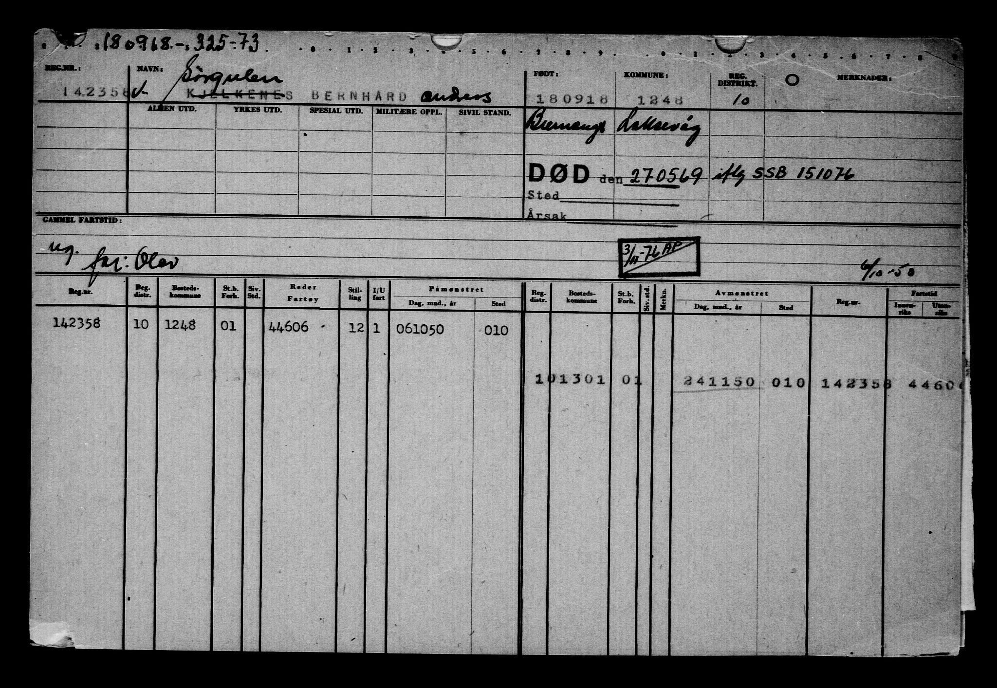 Direktoratet for sjømenn, AV/RA-S-3545/G/Gb/L0162: Hovedkort, 1918, p. 430