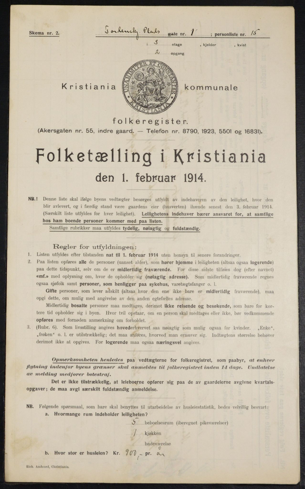 OBA, Municipal Census 1914 for Kristiania, 1914, p. 114676