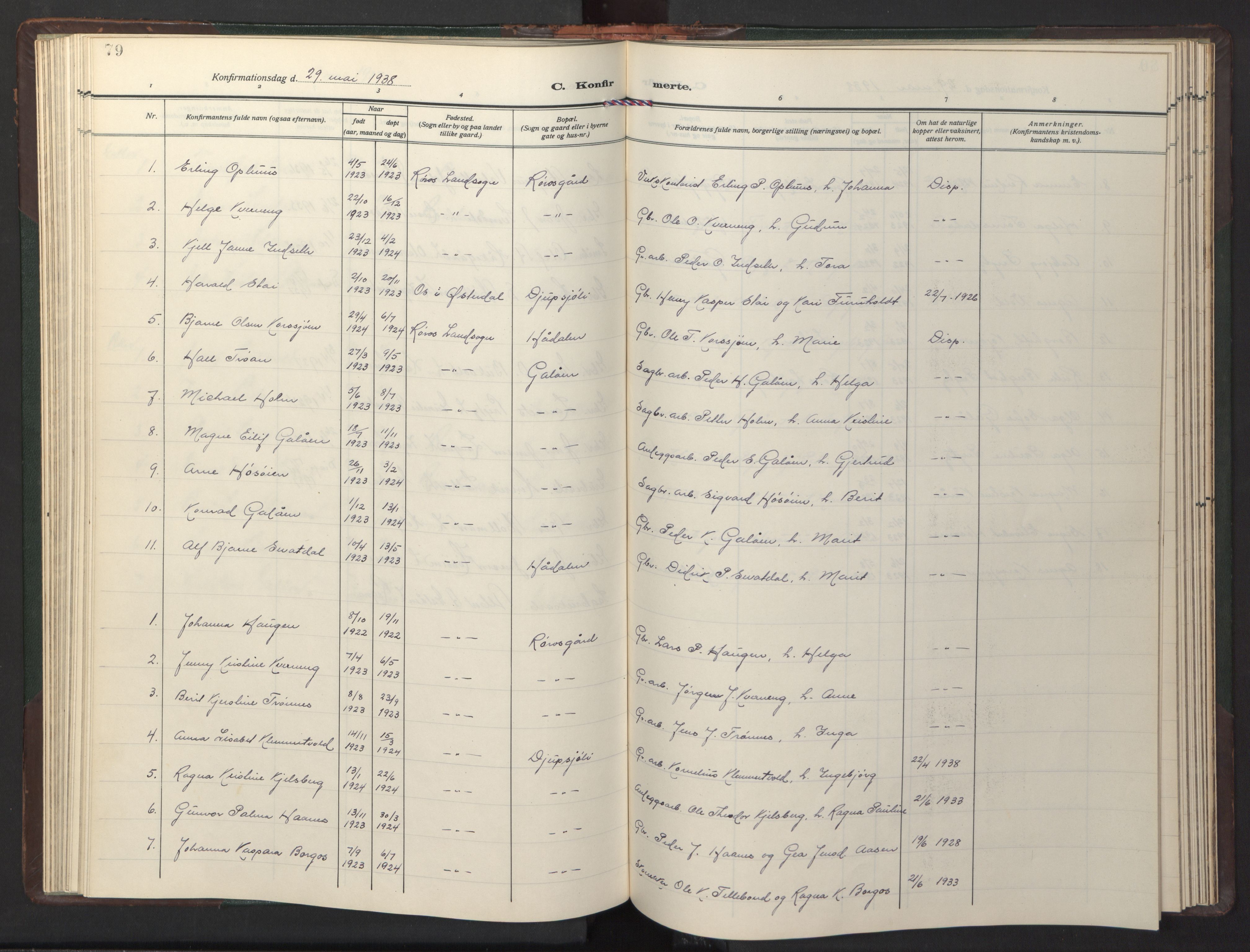 Ministerialprotokoller, klokkerbøker og fødselsregistre - Sør-Trøndelag, AV/SAT-A-1456/681/L0944: Parish register (copy) no. 681C08, 1926-1954, p. 79