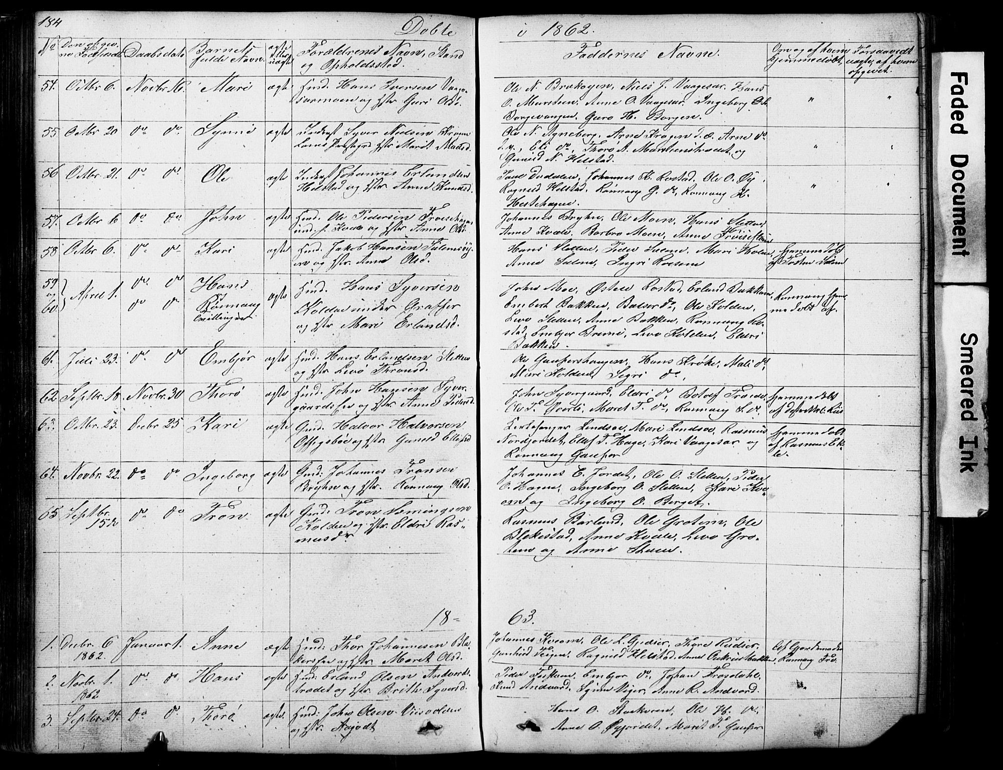 Lom prestekontor, SAH/PREST-070/L/L0012: Parish register (copy) no. 12, 1845-1873, p. 184-185