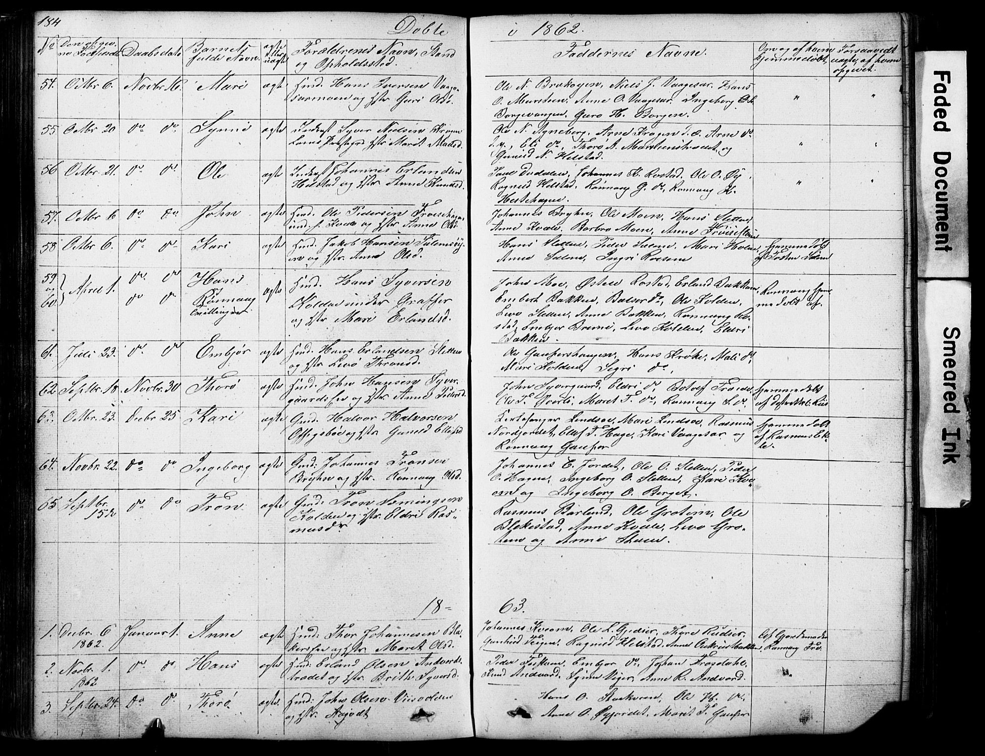 Lom prestekontor, AV/SAH-PREST-070/L/L0012: Parish register (copy) no. 12, 1845-1873, p. 184-185