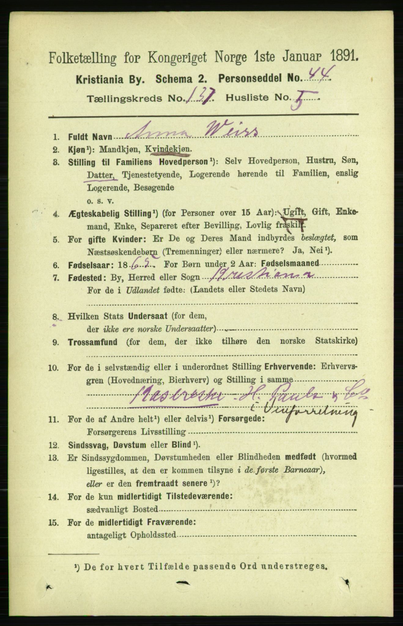 RA, 1891 census for 0301 Kristiania, 1891, p. 76442