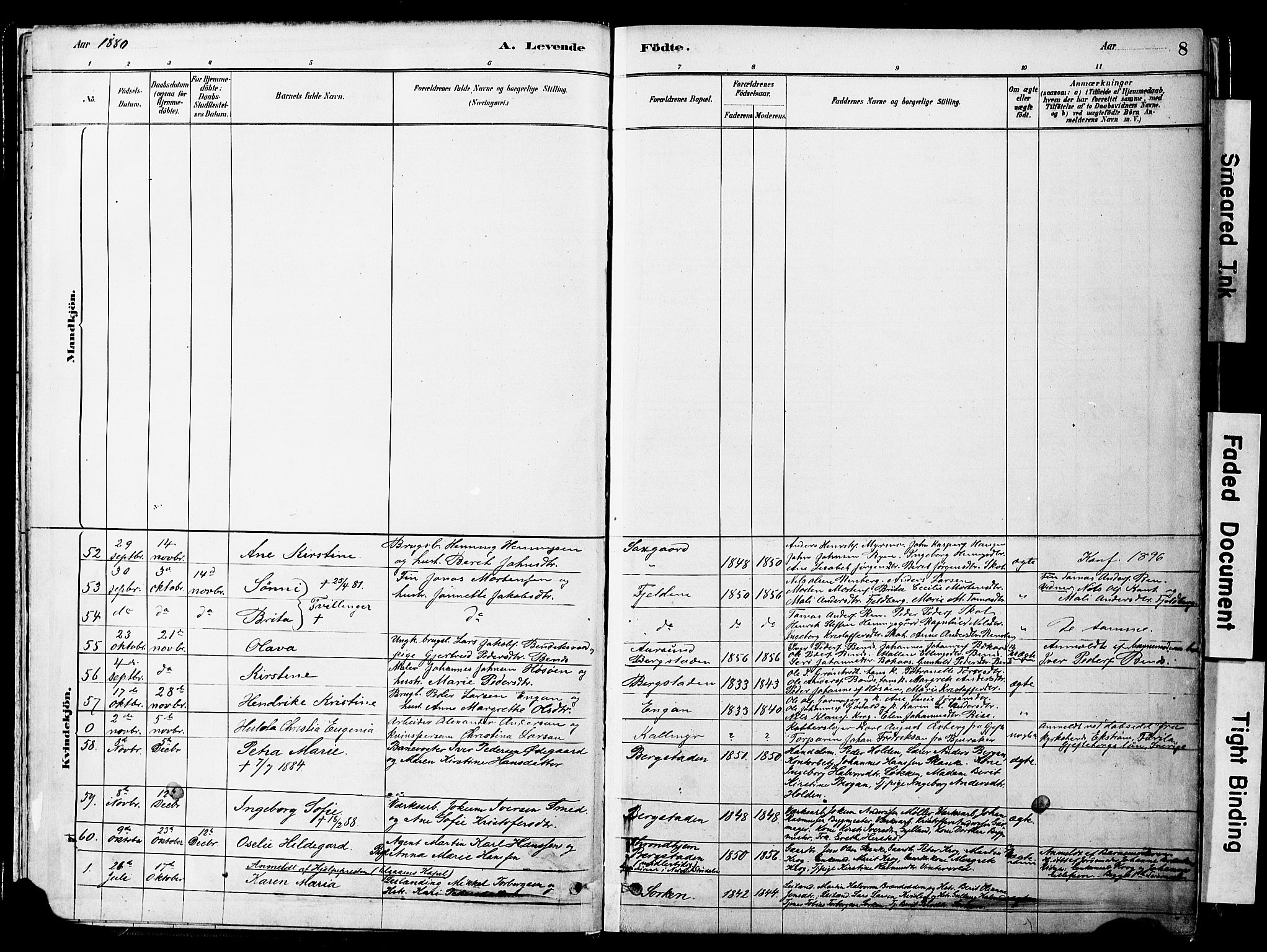 Ministerialprotokoller, klokkerbøker og fødselsregistre - Sør-Trøndelag, SAT/A-1456/681/L0933: Parish register (official) no. 681A11, 1879-1890, p. 8