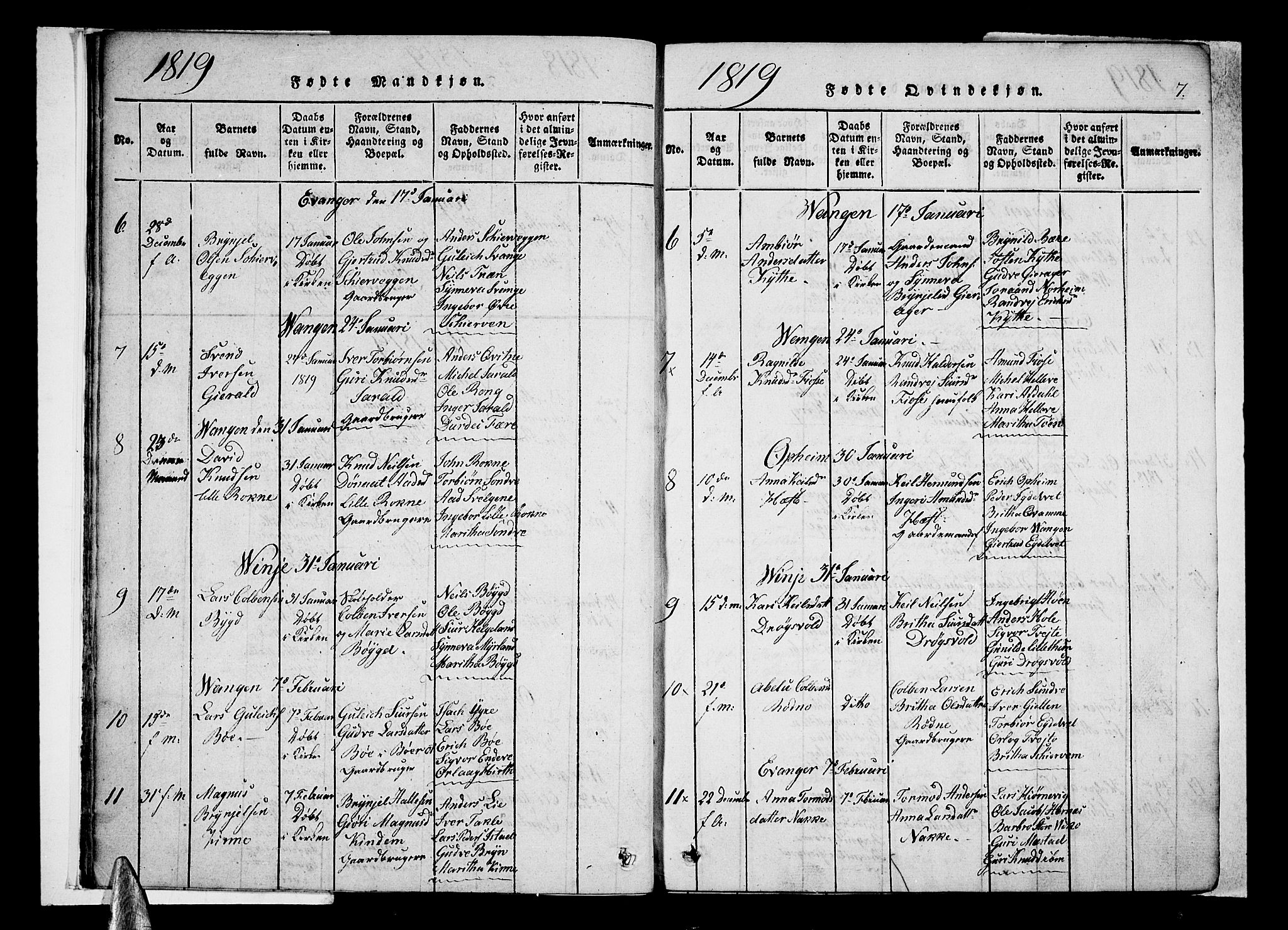 Voss sokneprestembete, SAB/A-79001/H/Haa: Parish register (official) no. A 11, 1816-1827, p. 7