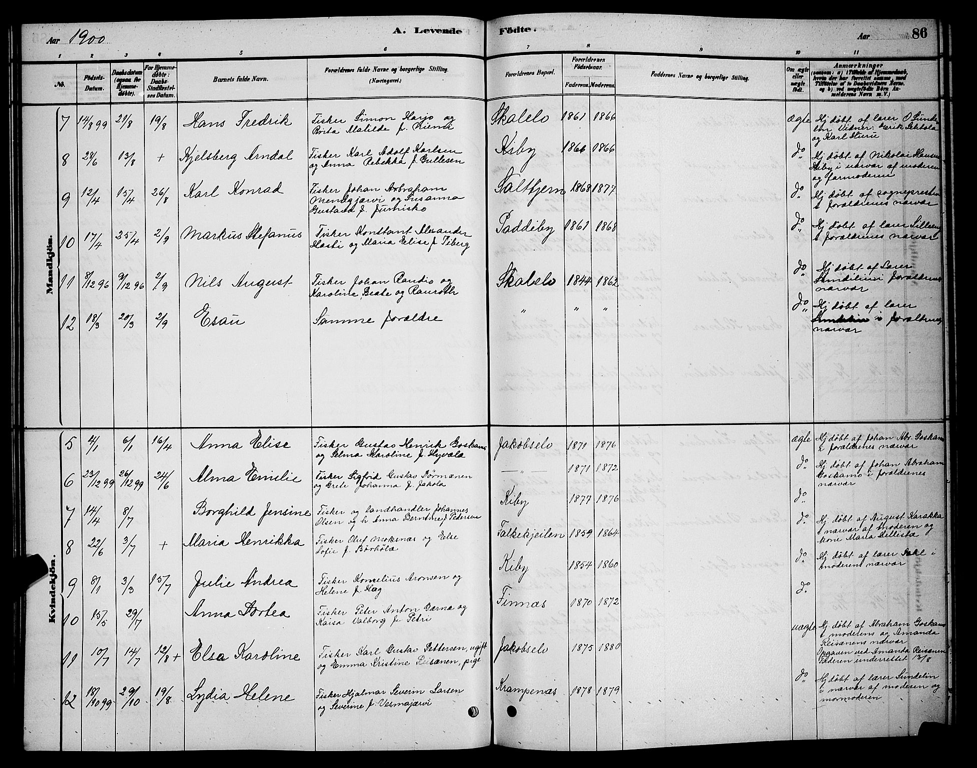 Vadsø sokneprestkontor, SATØ/S-1325/H/Hb/L0003klokker: Parish register (copy) no. 3, 1881-1901, p. 86