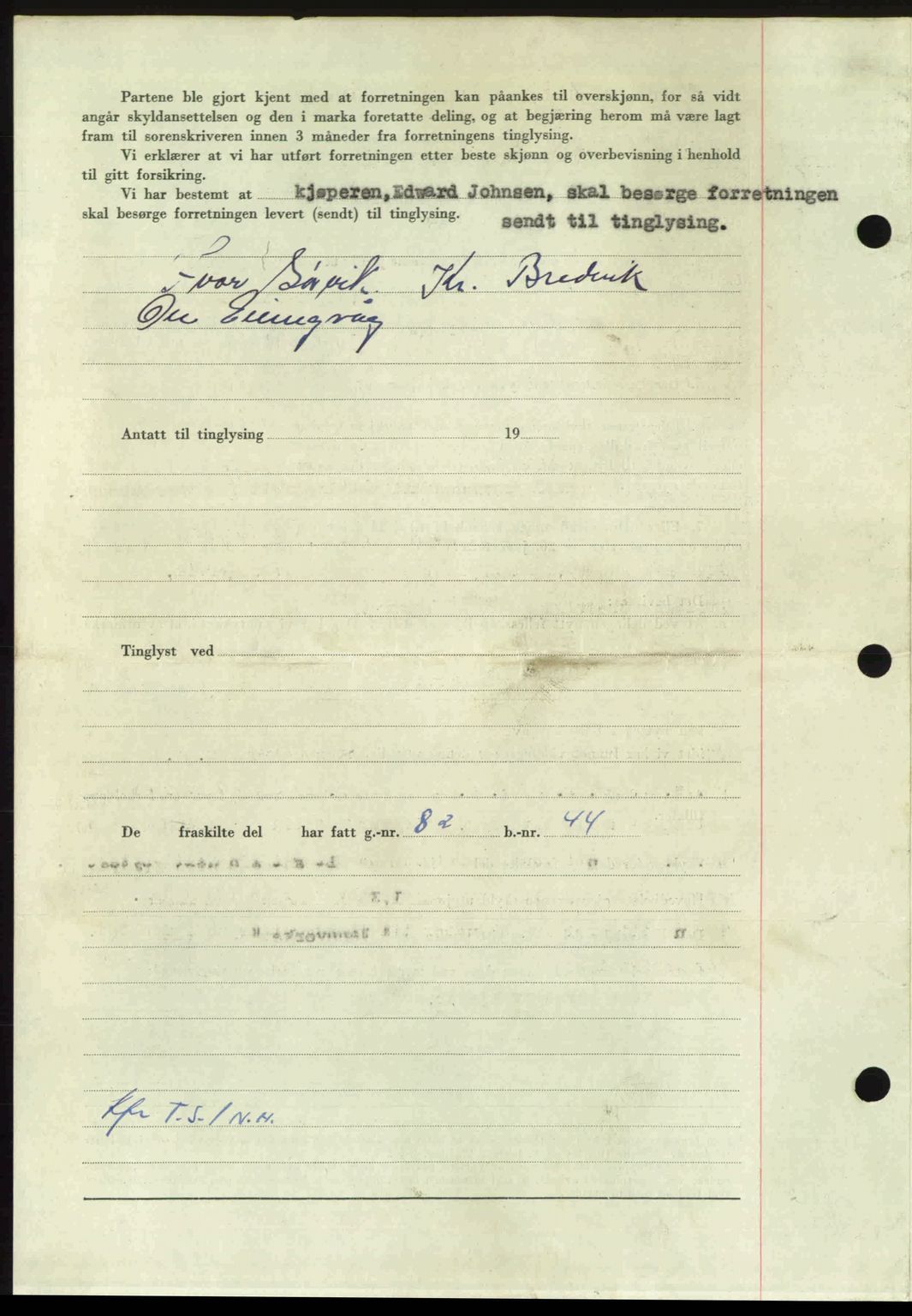 Nordmøre sorenskriveri, AV/SAT-A-4132/1/2/2Ca: Mortgage book no. A105, 1947-1947, Diary no: : 1790/1947