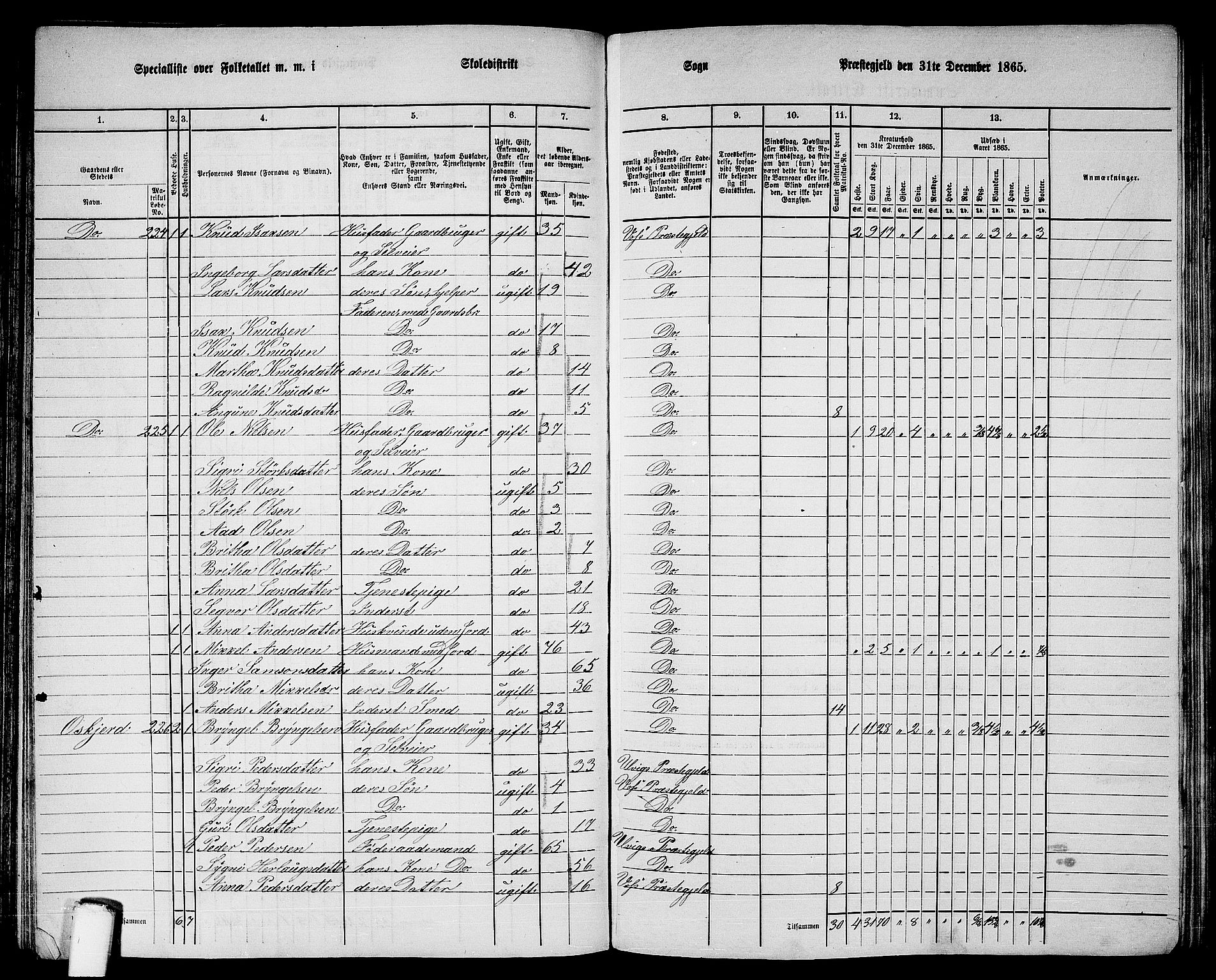 RA, 1865 census for Voss, 1865, p. 116