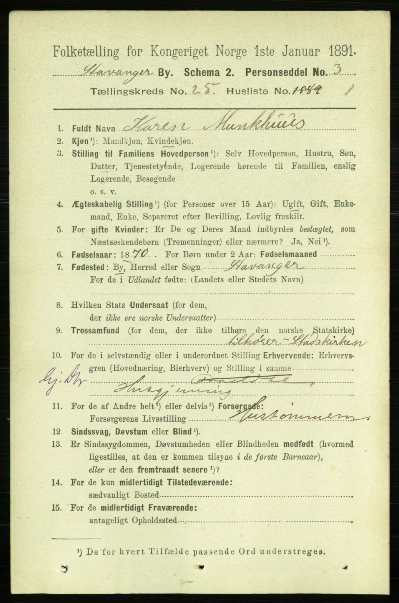 RA, 1891 census for 1103 Stavanger, 1891, p. 27745