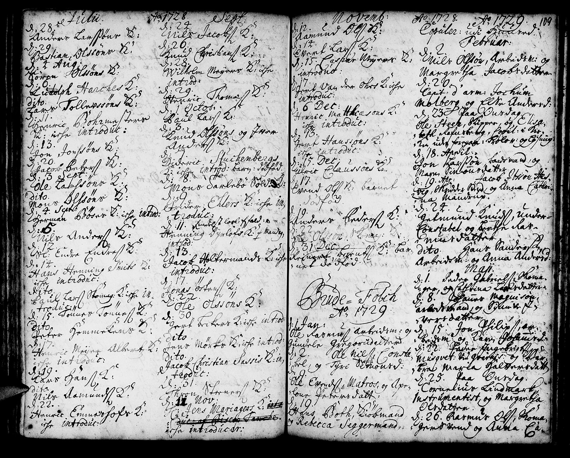 Korskirken sokneprestembete, AV/SAB-A-76101/H/Haa/L0008: Parish register (official) no. A 8, 1698-1747, p. 109