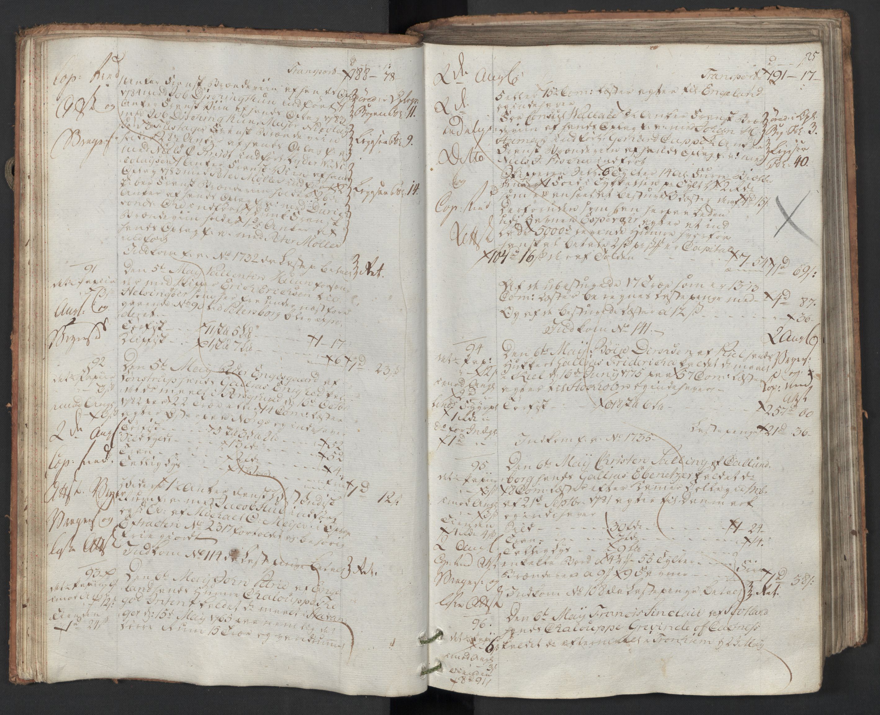 Generaltollkammeret, tollregnskaper, AV/RA-EA-5490/R26/L0223/0001: Tollregnskaper Bergen A / Utgående hovedtollbok, 1786, p. 24b-25a