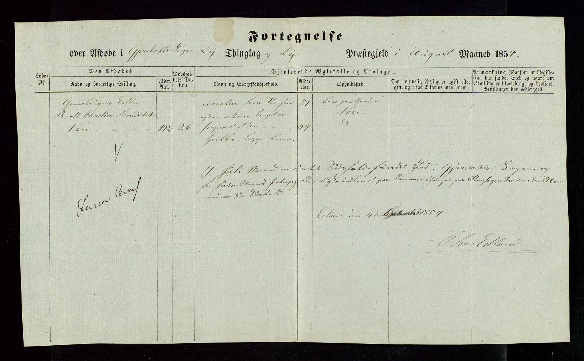 Jæren og Dalane sorenskriveri, AV/SAST-A-100306/5/52AC/L0001: DØDSFALL-LISTER JÆREN, 1851-1855, p. 27