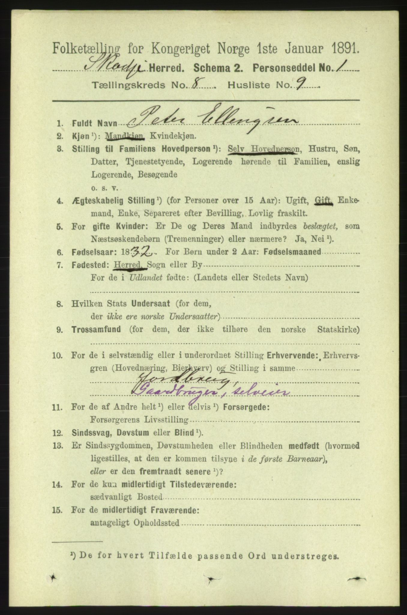 RA, 1891 census for 1529 Skodje, 1891, p. 1736