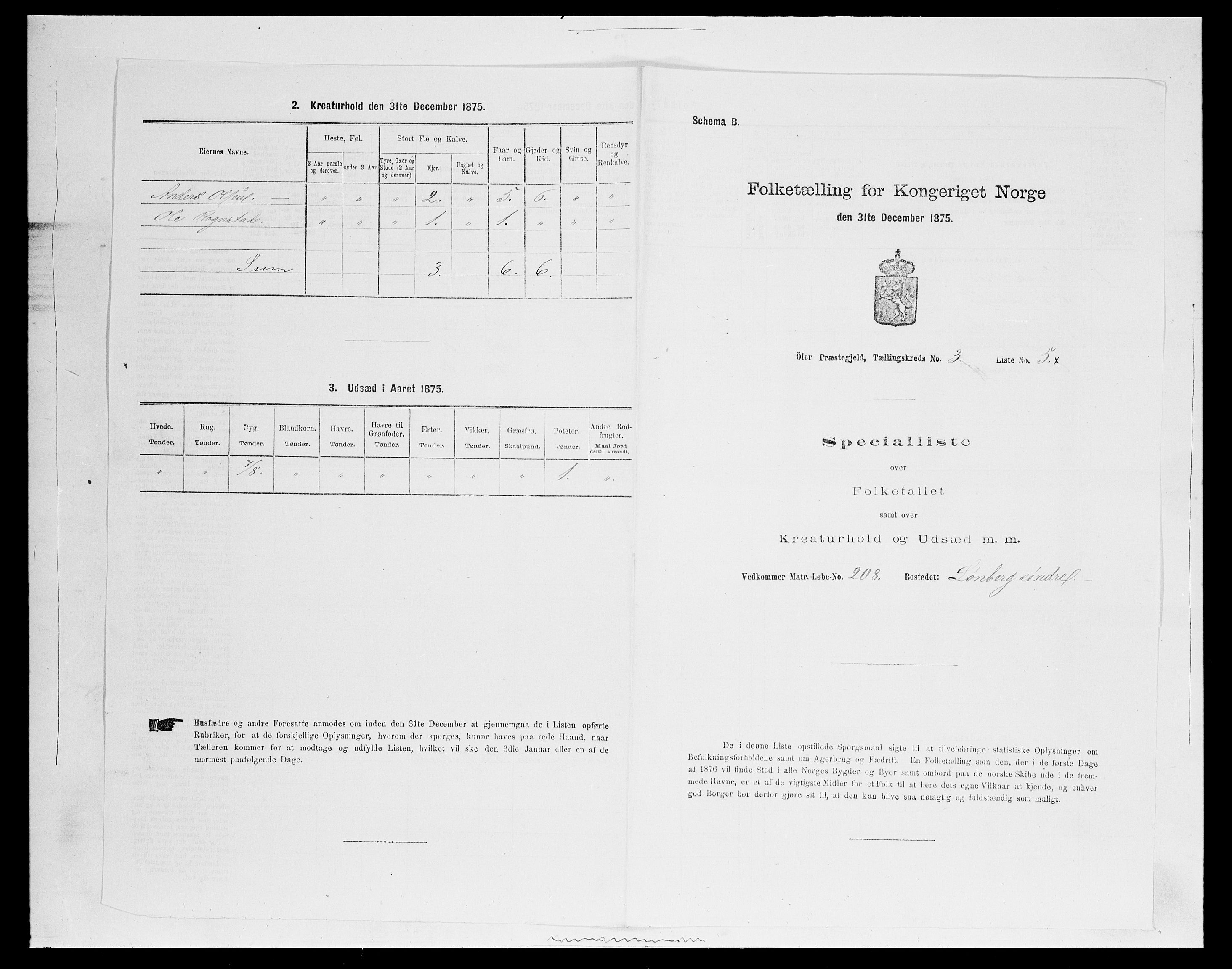 SAH, 1875 census for 0521P Øyer, 1875, p. 612